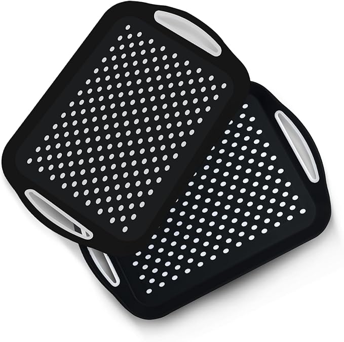 Essen Ideal for2-Pack Serving Tray Set – Non-Slip Lap Boards with Grip Handles, Food Prep, Tea, Breakfast in Bed – Plastic Tray for Stable Dining – Dishwasher Safe