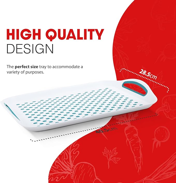 Essen Ideal for2-Pack Serving Tray Set – Non-Slip Lap Boards with Grip Handles, Food Prep, Tea, Breakfast in Bed – Plastic Tray for Stable Dining – Dishwasher Safe