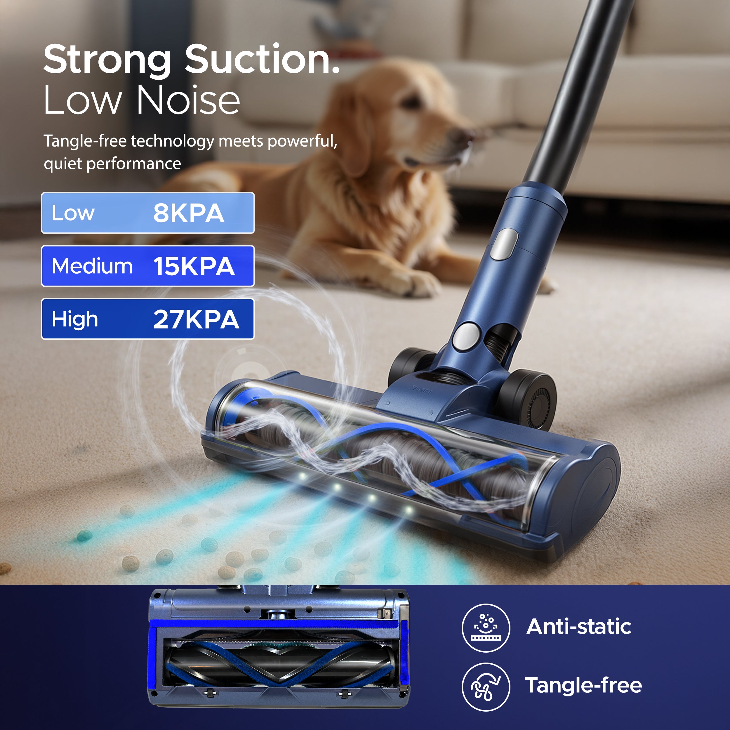 KEPLIN Cordless Vacuum Cleaner – 350W Power – 3-Speed Suction – Easy Reach Bendable Wand – LED Display – 25.9V 2500mAh Battery – 60 Min Runtime – Stick Hoover – Pet Hair – Carpet & Hard Floor Clean (Copy)