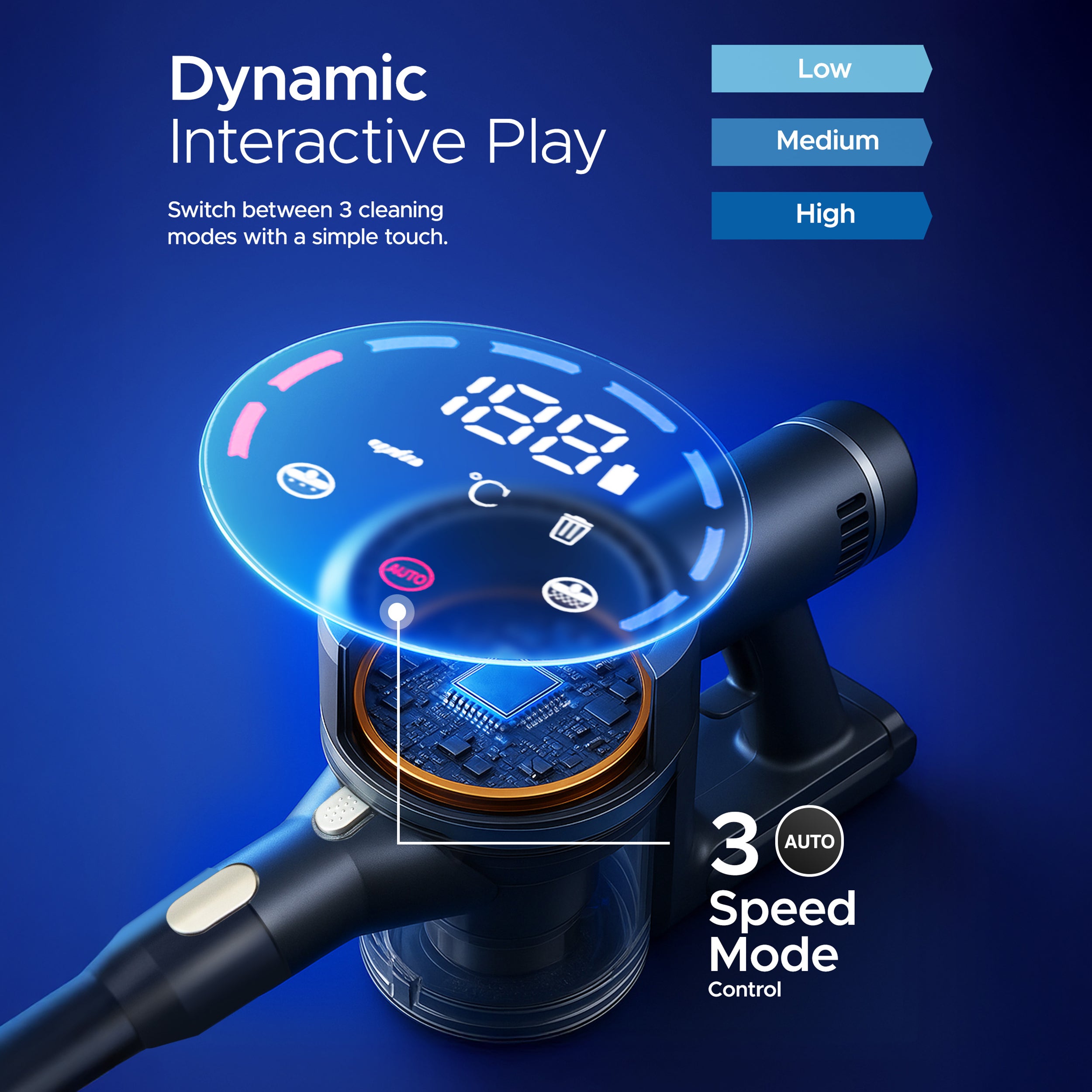 KEPLIN Cordless Vacuum Cleaner – 350W Power – 3-Speed Suction – Easy Reach Bendable Wand – LED Display – 25.9V 2500mAh Battery – 60 Min Runtime – Stick Hoover – Pet Hair – Carpet & Hard Floor Clean