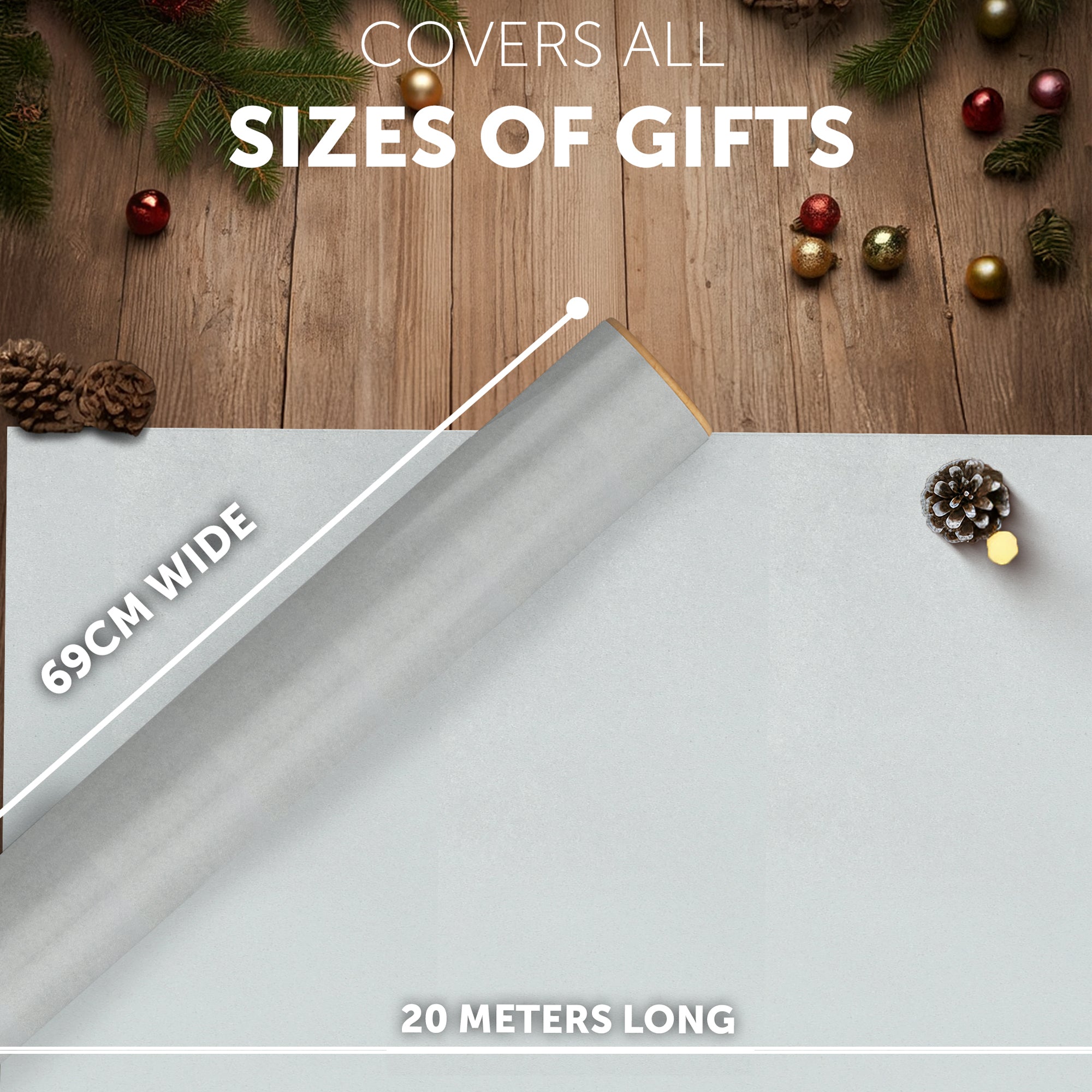 Kraft & Co Recycled Kraft Wrapping Paper Roll – 80gsm Durable Tear-Resistant Gift Wrap, Eco-Friendly, Recyclable & Biodegradable – All-Occasion Wrapping Paper