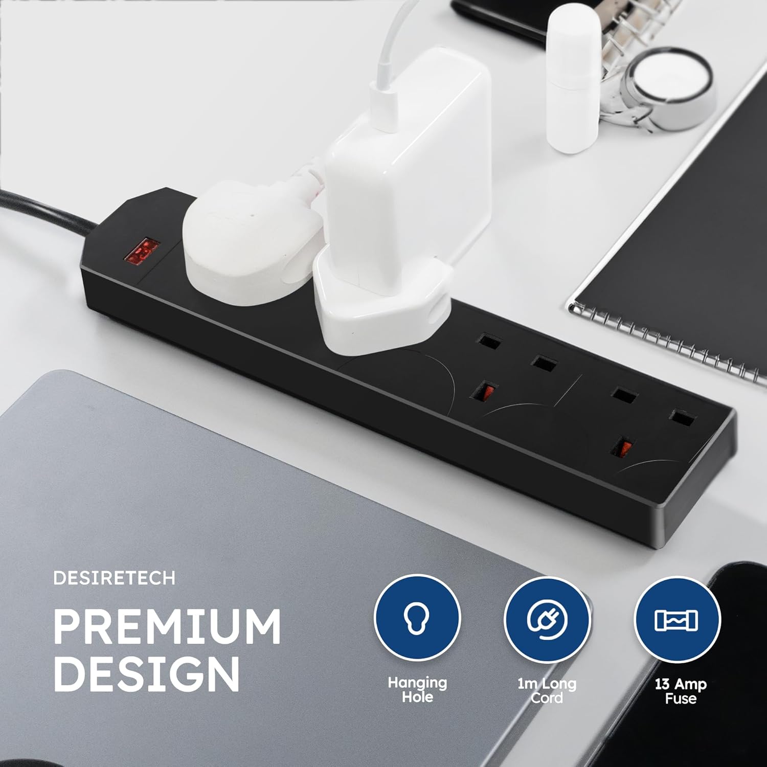 DESIRETECH 4-Gang Extension Lead