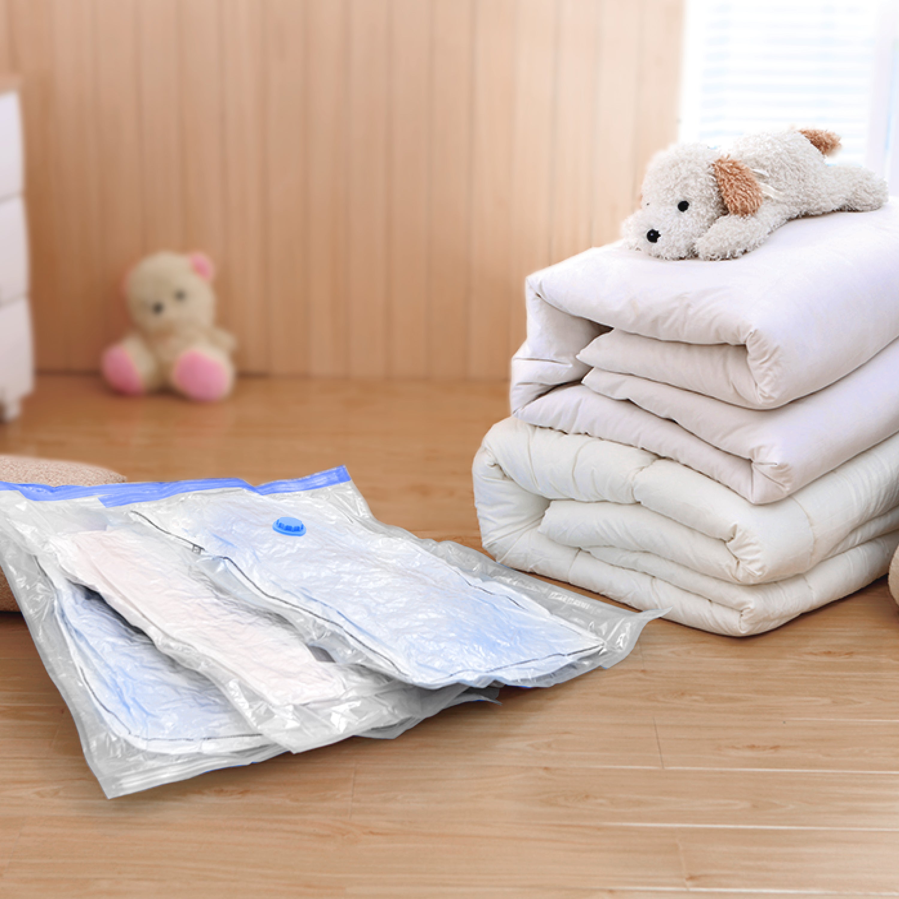 6pcs Vacuum Storage Bags | Save space | Extra Thick | Double-Zip & Triple Sealed