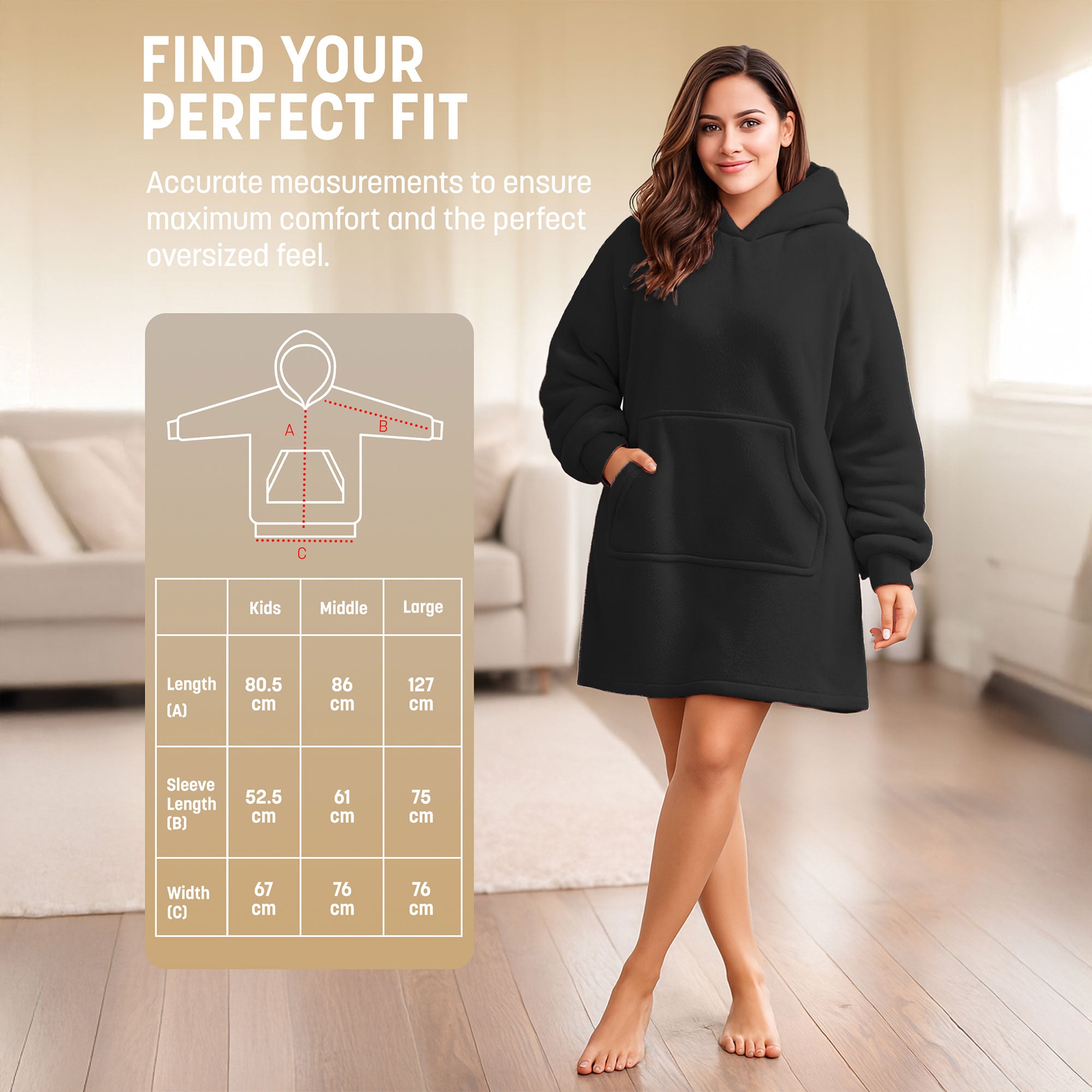 Oversized Blanket Hoodie - Thermal, Soft & Comfortable and Long Length Throw Hoodie