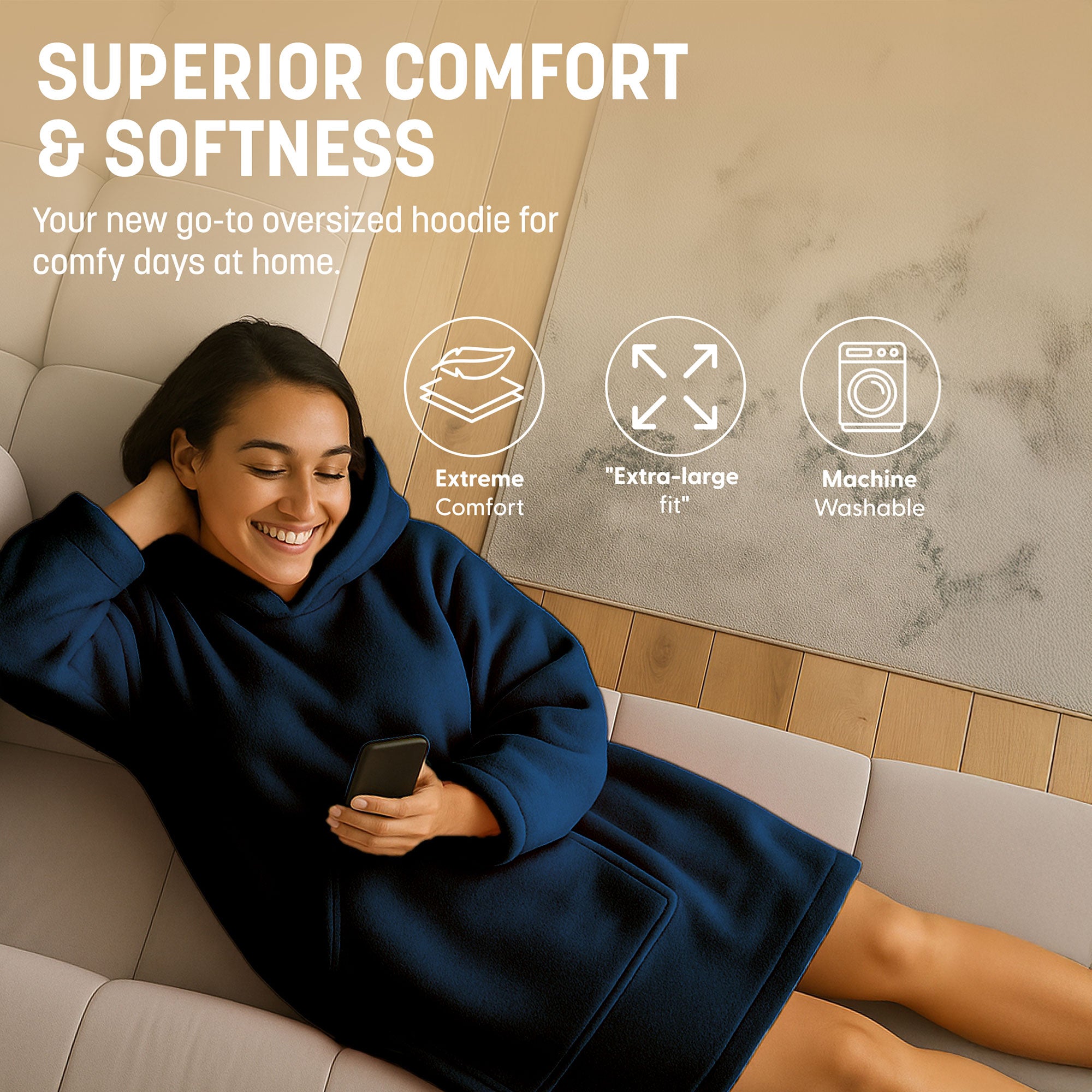 Oversized Blanket Hoodie - Thermal, Soft & Comfortable and Long Length Throw Hoodie