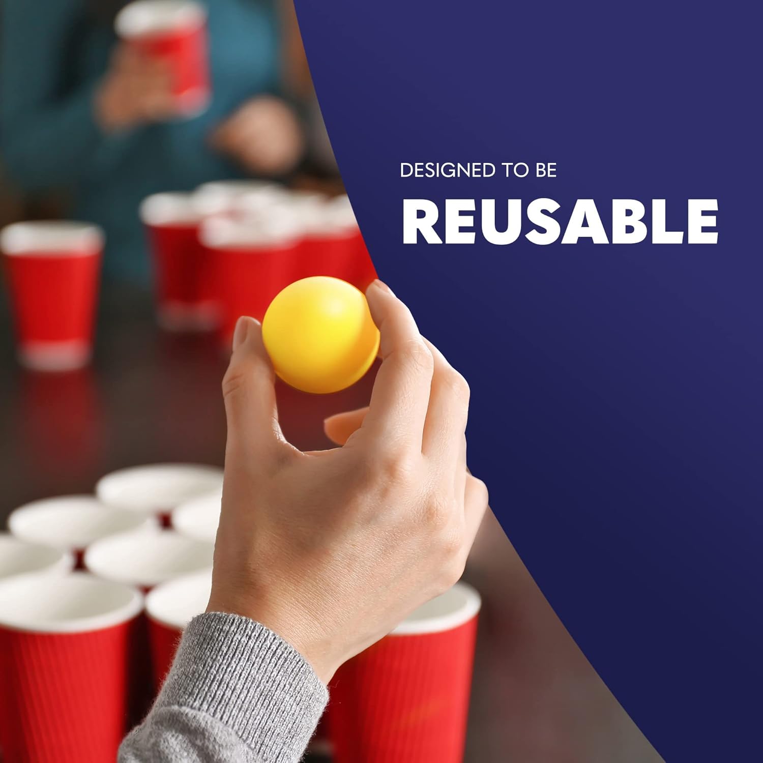 KEPLIN Cup Toss Game: Reusable, Durable Plastic Cups & Balls Set – Perfect for Indoor & Outdoor Fun at Parties and Gatherings