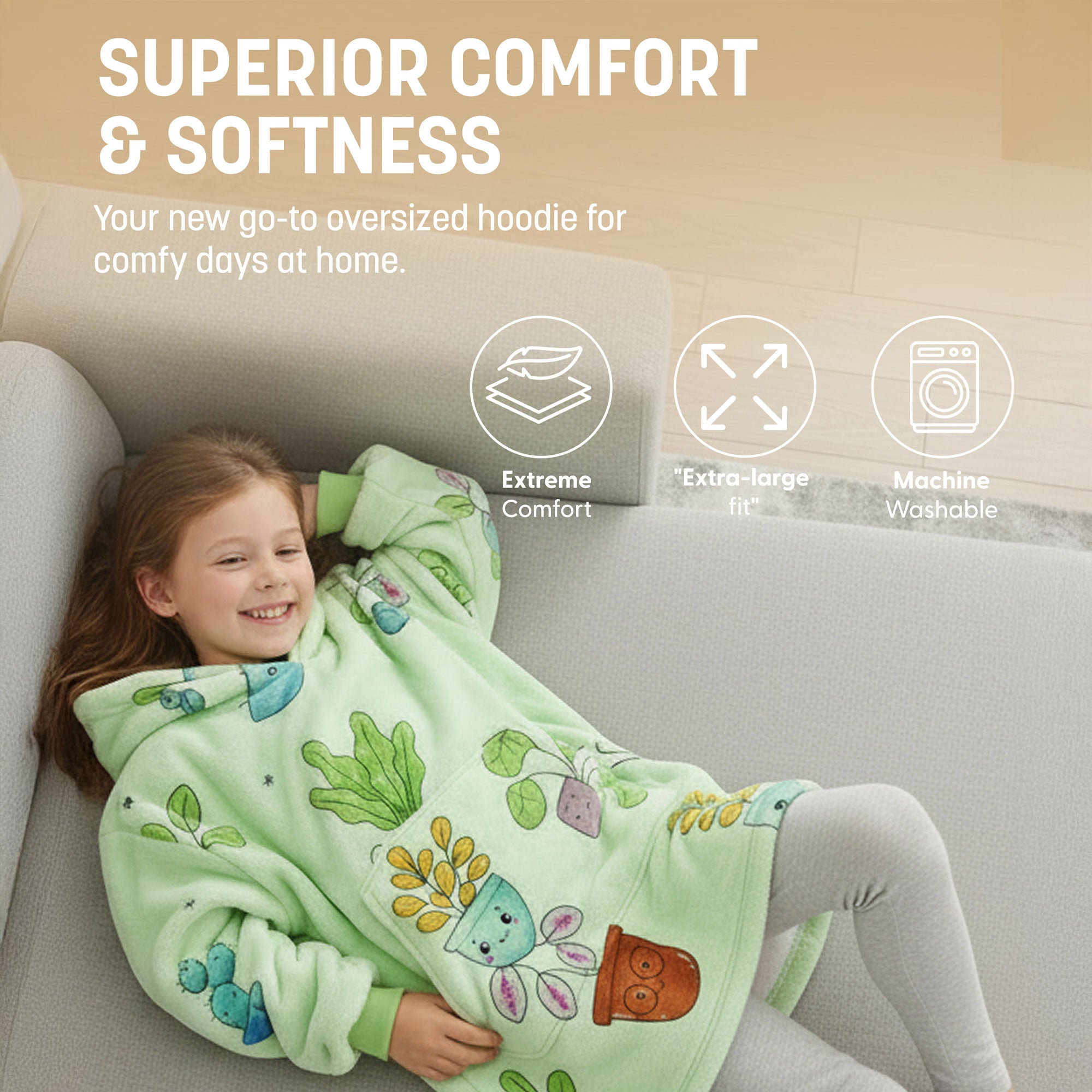 Oversized Blanket Hoodie - Thermal, Soft & Comfortable and Long Length Throw Hoodie