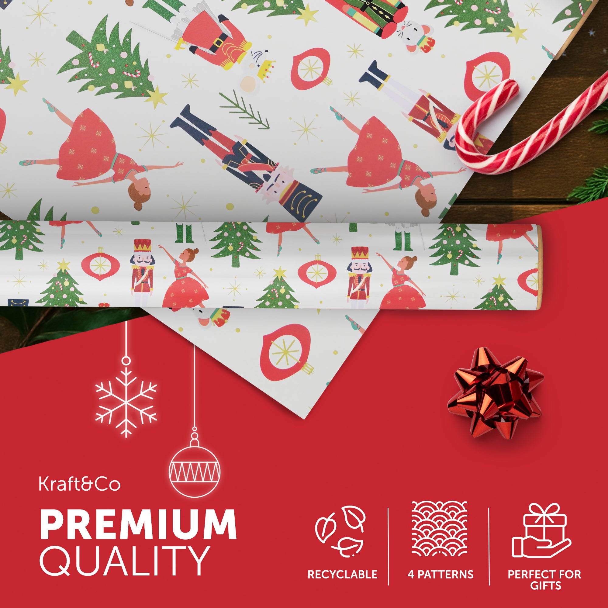 Kraft & Co 4 pack 69cm x 8M Gift Wrapping Paper Ideal for Gifts Arts & Crafts