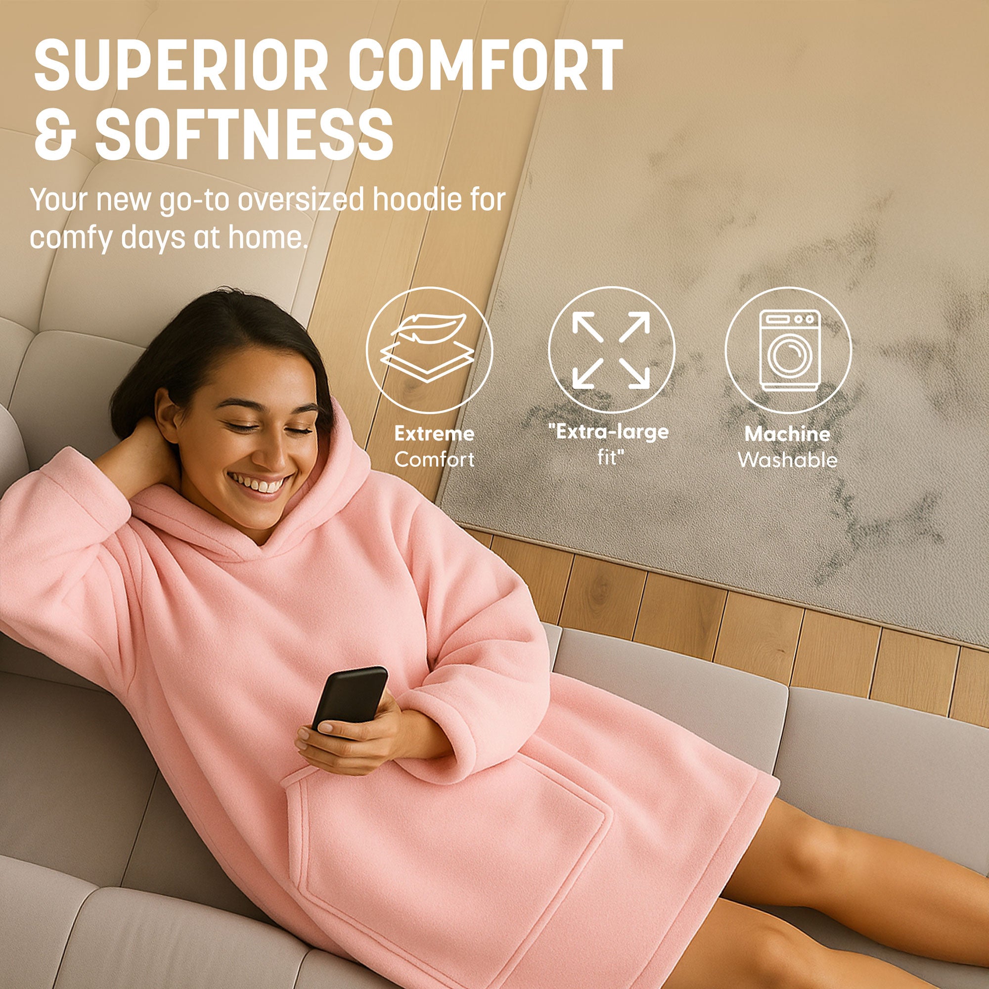 Oversized Blanket Hoodie - Thermal, Soft & Comfortable and Long Length Throw Hoodie
