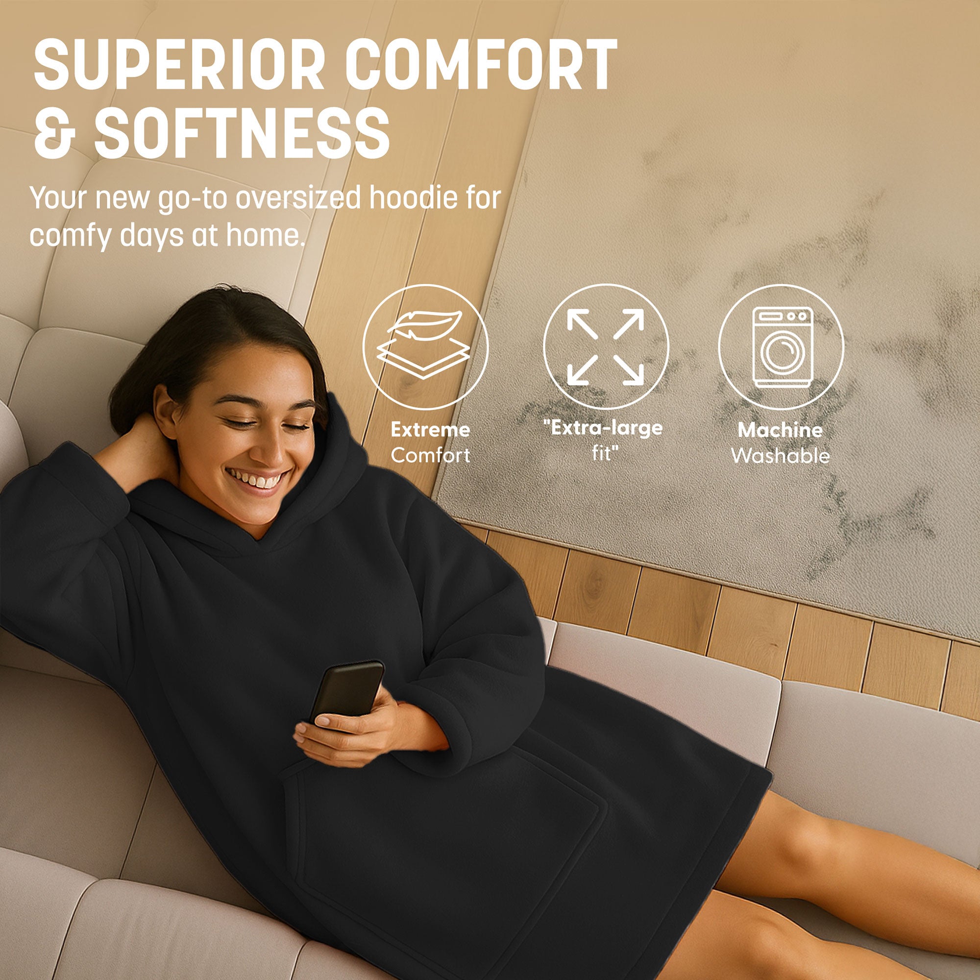 Oversized Blanket Hoodie - Thermal, Soft & Comfortable and Long Length Throw Hoodie