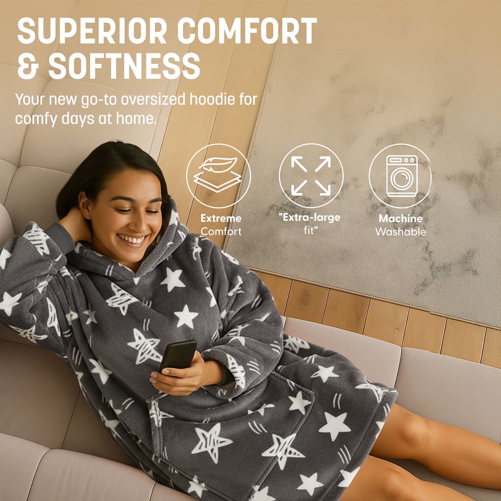 Oversized Blanket Hoodie - Thermal, Soft & Comfortable and Long Length Throw Hoodie