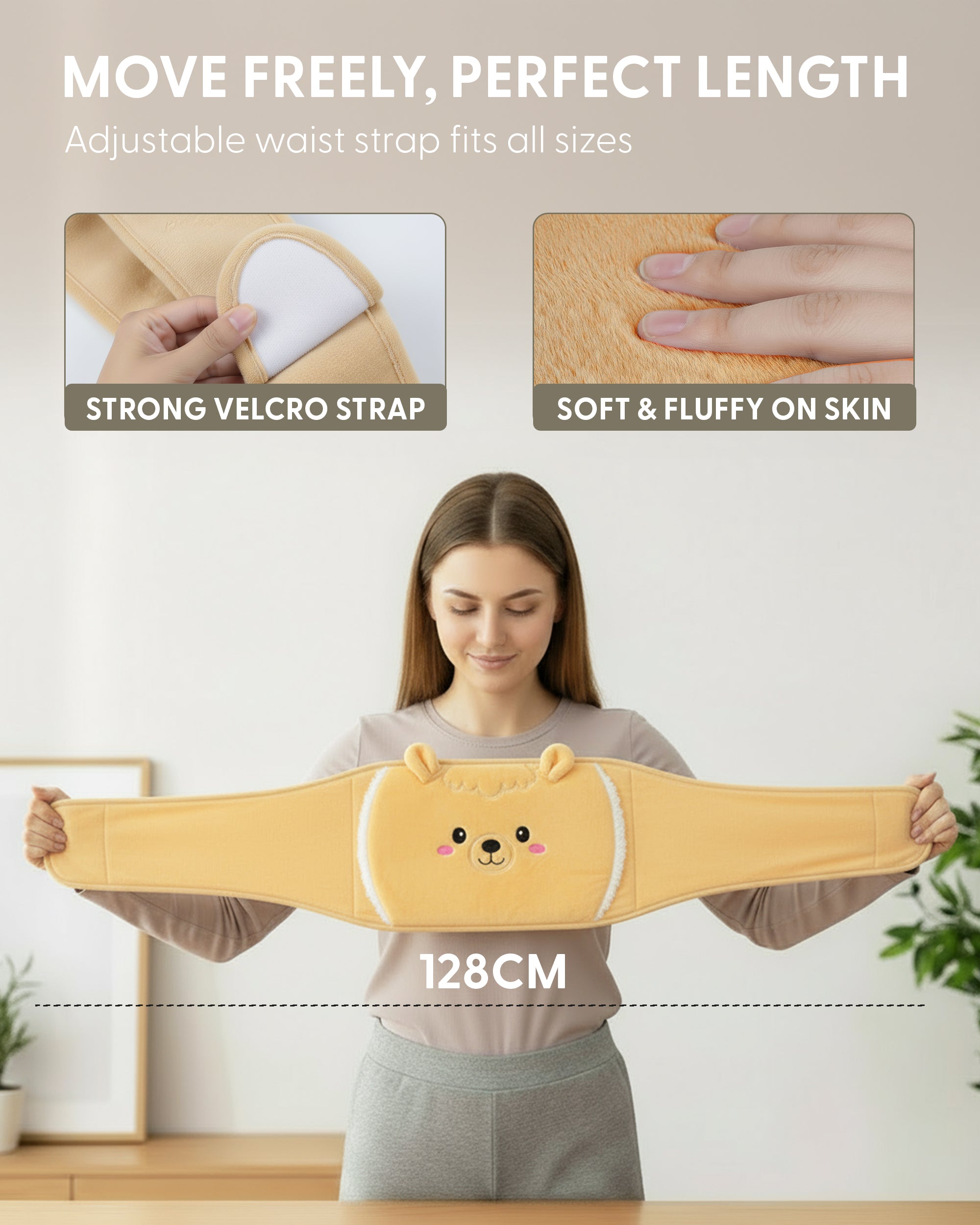 KEPLIN Hot Water Bottle Belt with Plush Waist Cover - 2L Premium Natural Rubber Hot Water Bag for Cramps & Muscle Relaxation - Safe, Durable, Long-Lasting Heat Therapy