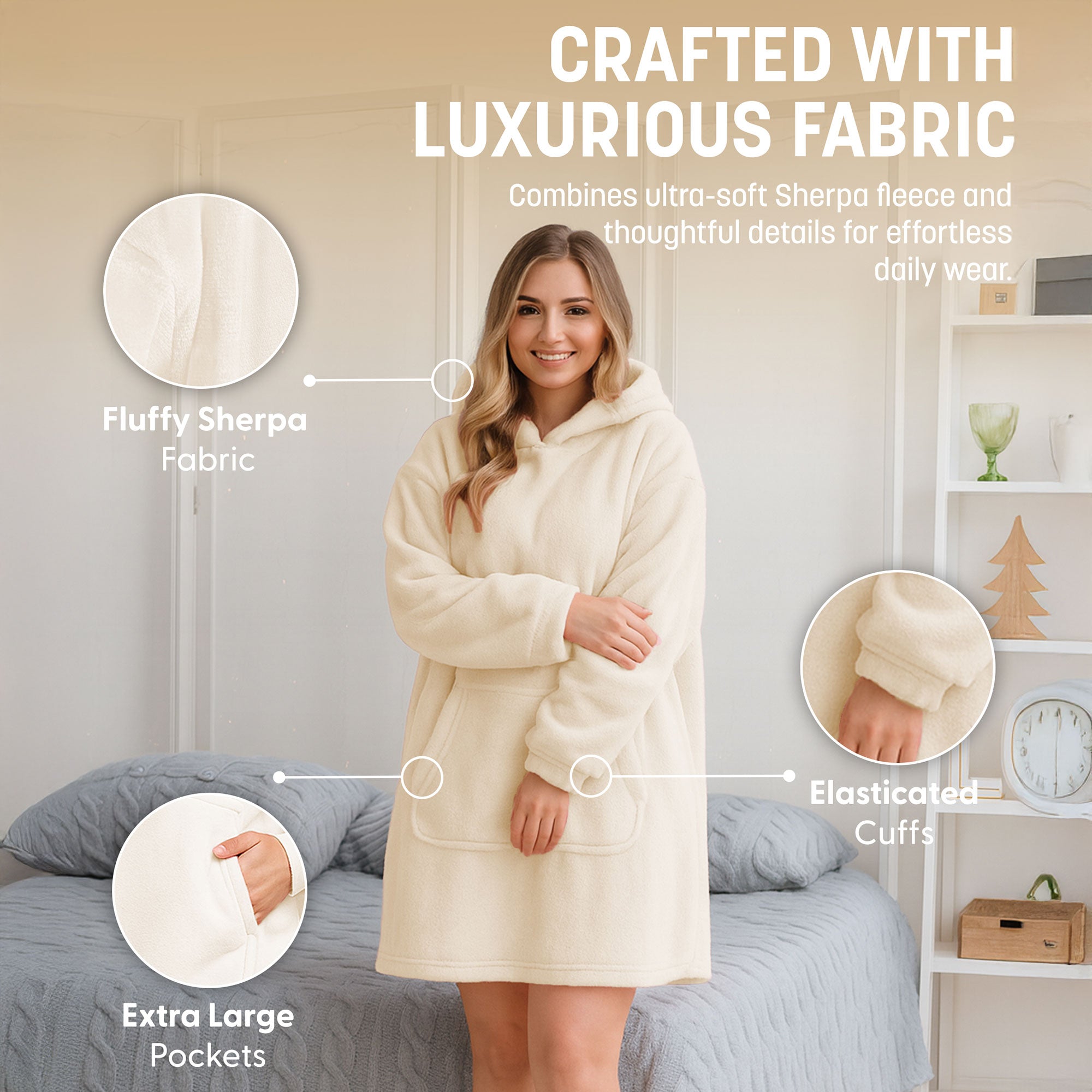 Oversized Blanket Hoodie - Thermal, Soft & Comfortable and Long Length Throw Hoodie