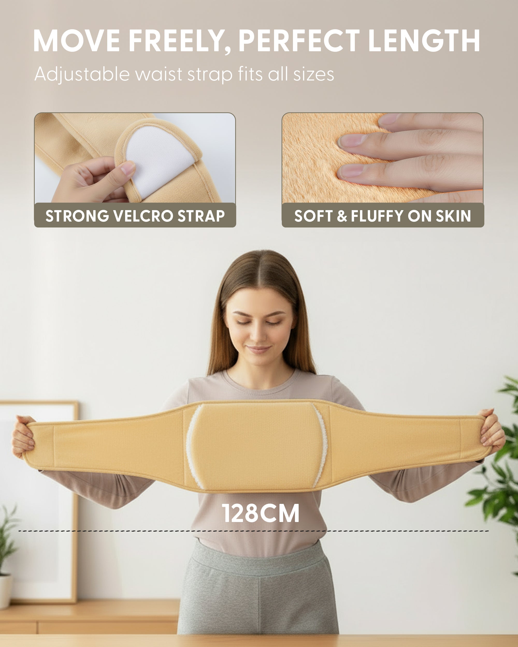 KEPLIN Hot Water Bottle Belt with Plush Waist Cover - 2L Premium Natural Rubber Hot Water Bag for Cramps & Muscle Relaxation - Safe, Durable, Long-Lasting Heat Therapy