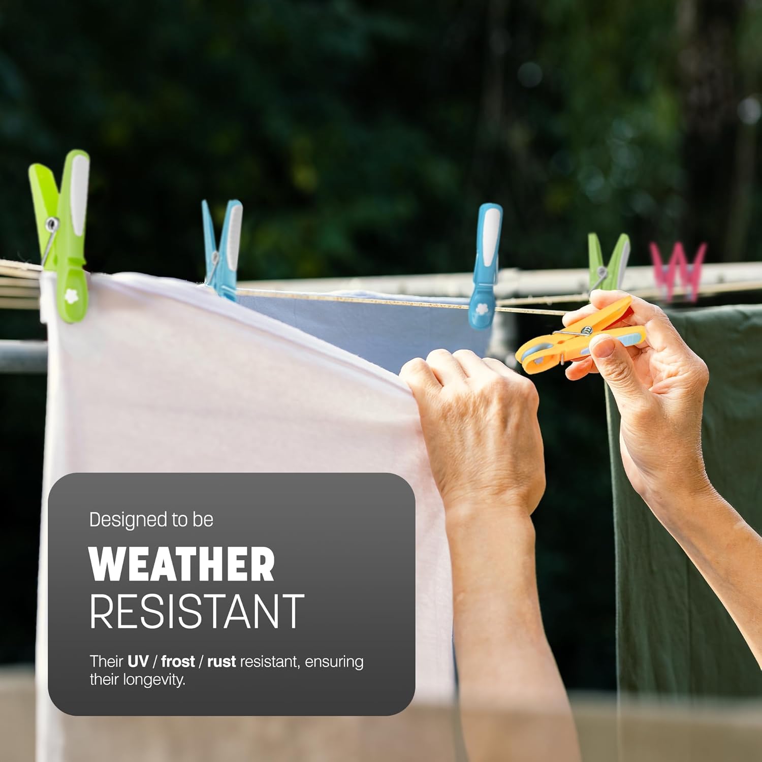 KEPLIN Clothes Pegs for Washing Line - 20 Pack (Multicolour), Washing Line Pegs with Metal Spring for Strong Grip, Designed to Avoid Marks, UV Resistant for Indoor & Outdoor