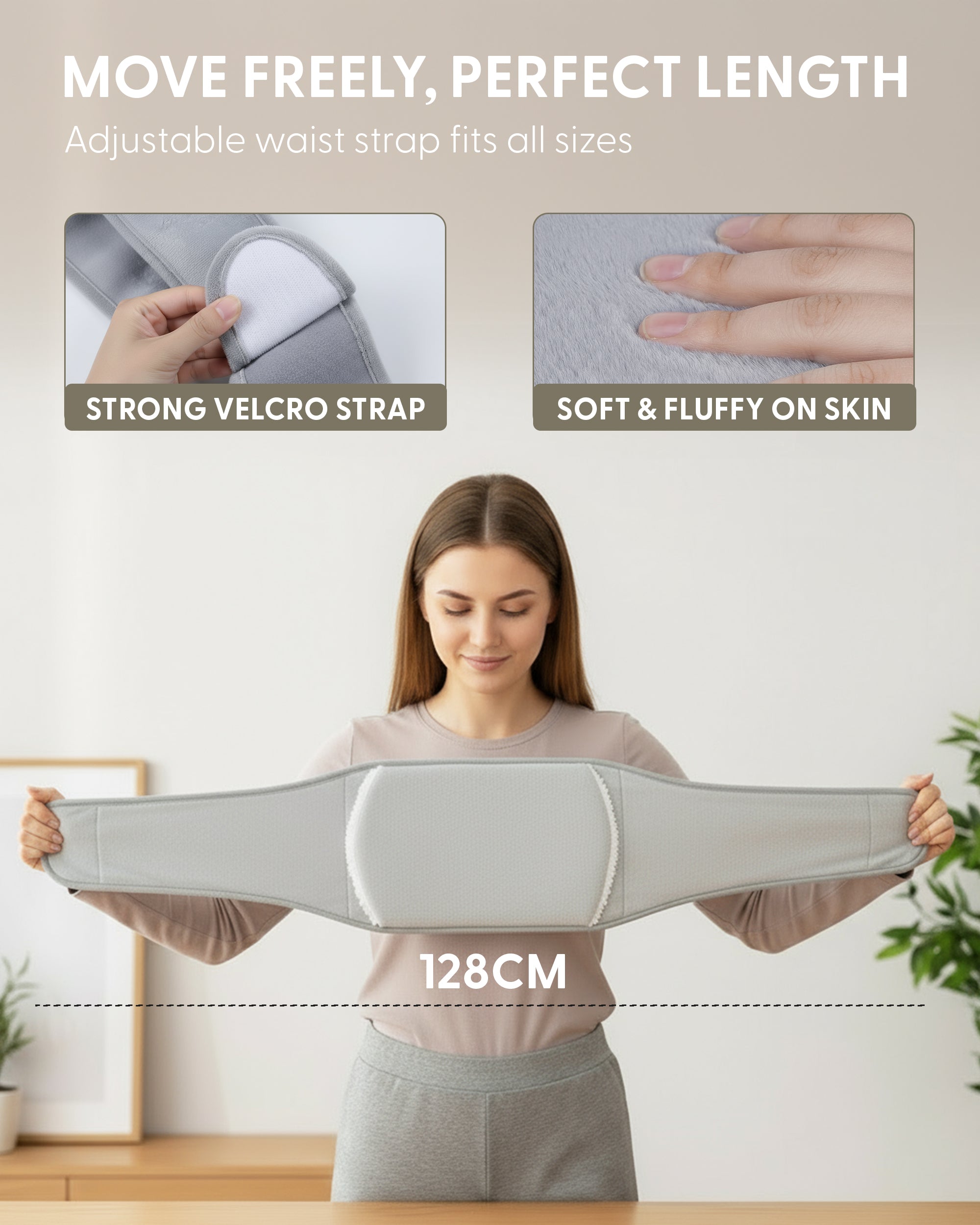 KEPLIN Hot Water Bottle Belt with Plush Waist Cover - 2L Premium Natural Rubber Hot Water Bag for Cramps & Muscle Relaxation - Safe, Durable, Long-Lasting Heat Therapy