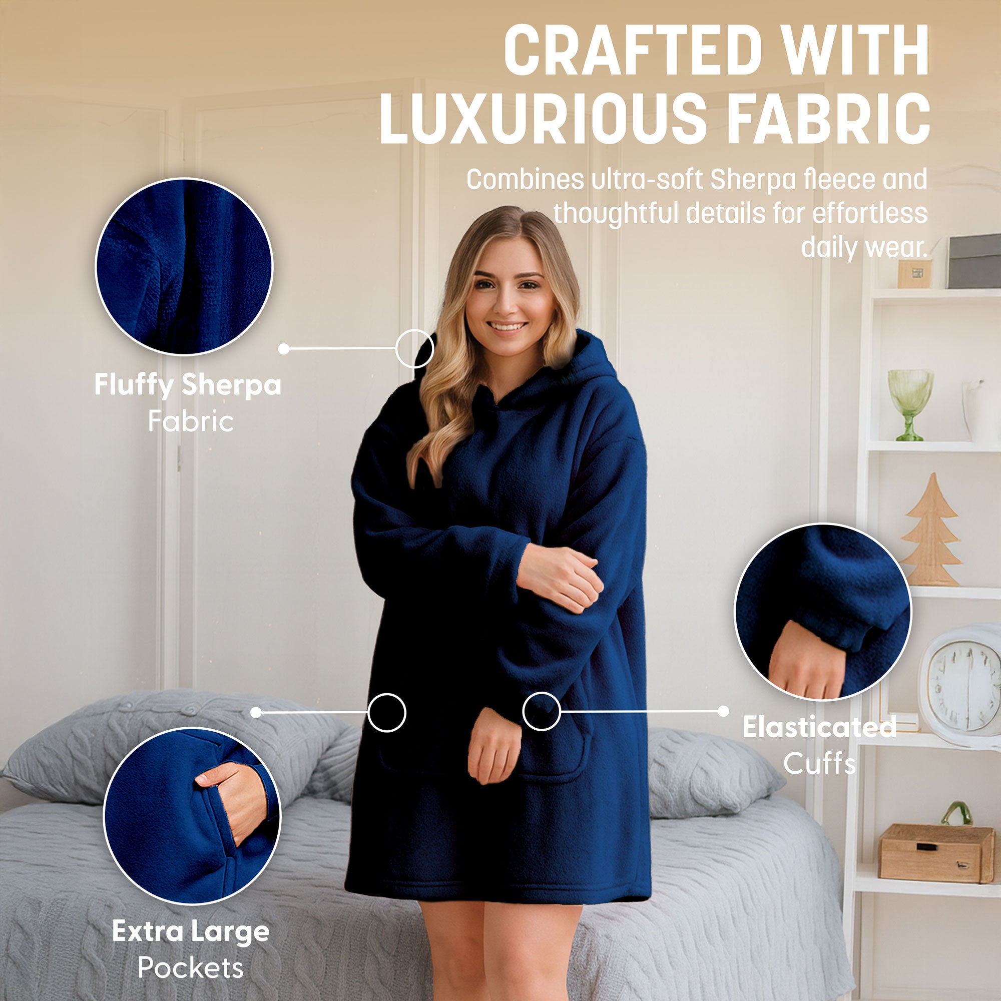 Oversized Blanket Hoodie - Thermal, Soft & Comfortable and Long Length Throw Hoodie