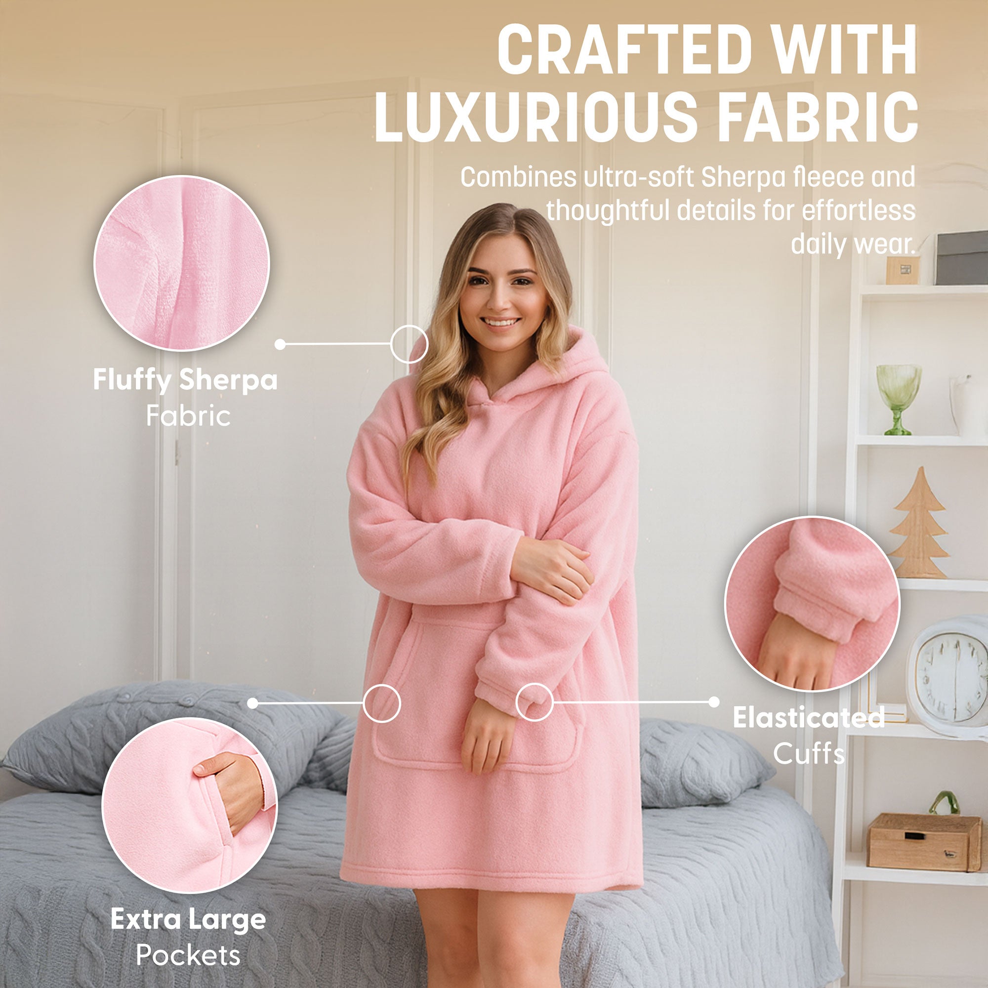 Oversized Blanket Hoodie - Thermal, Soft & Comfortable and Long Length Throw Hoodie