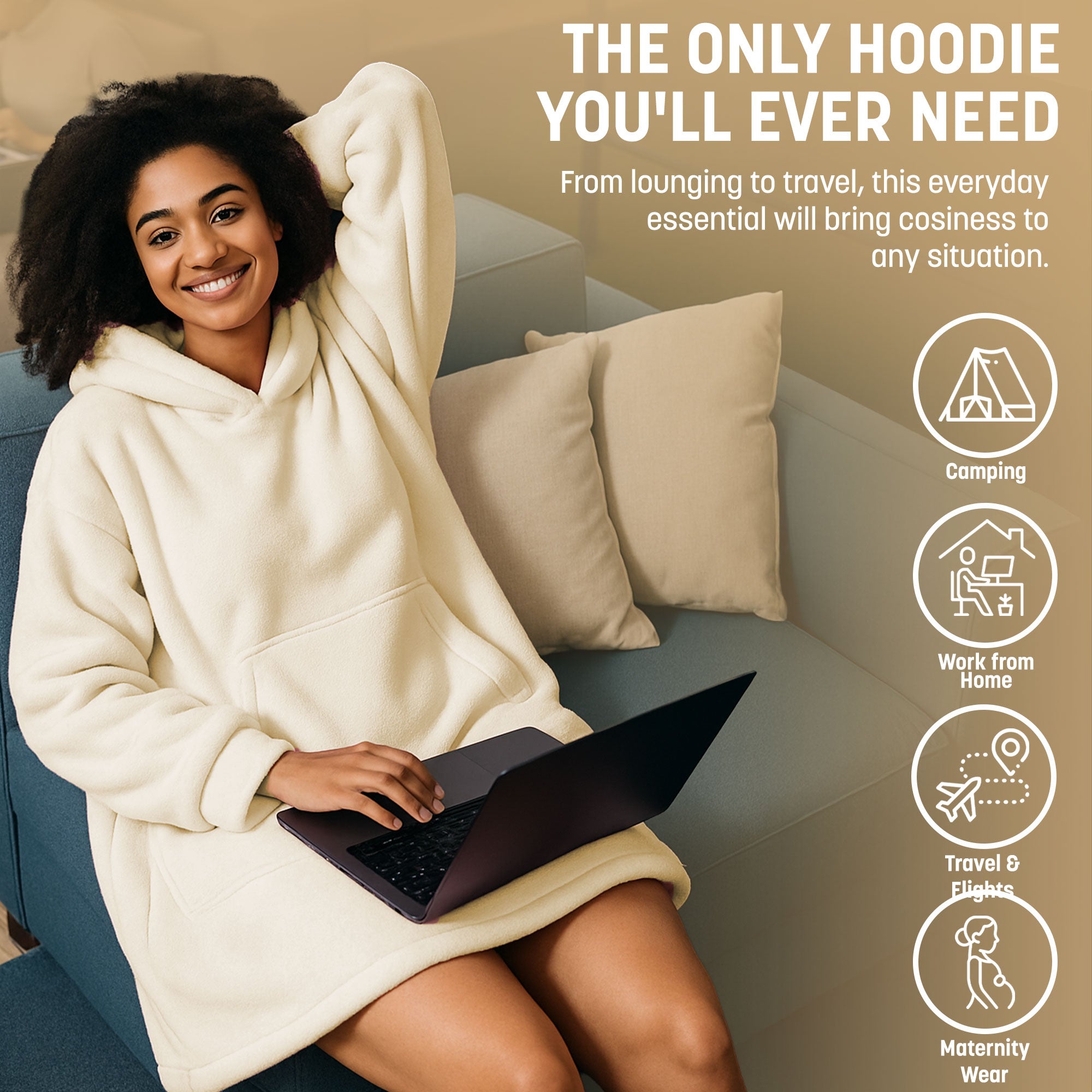 Oversized Blanket Hoodie - Thermal, Soft & Comfortable and Long Length Throw Hoodie