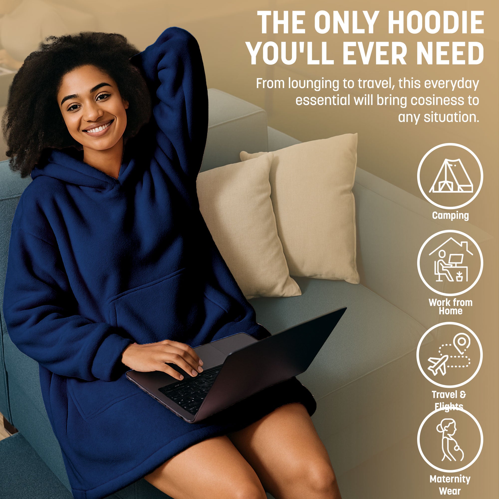 Oversized Blanket Hoodie - Thermal, Soft & Comfortable and Long Length Throw Hoodie