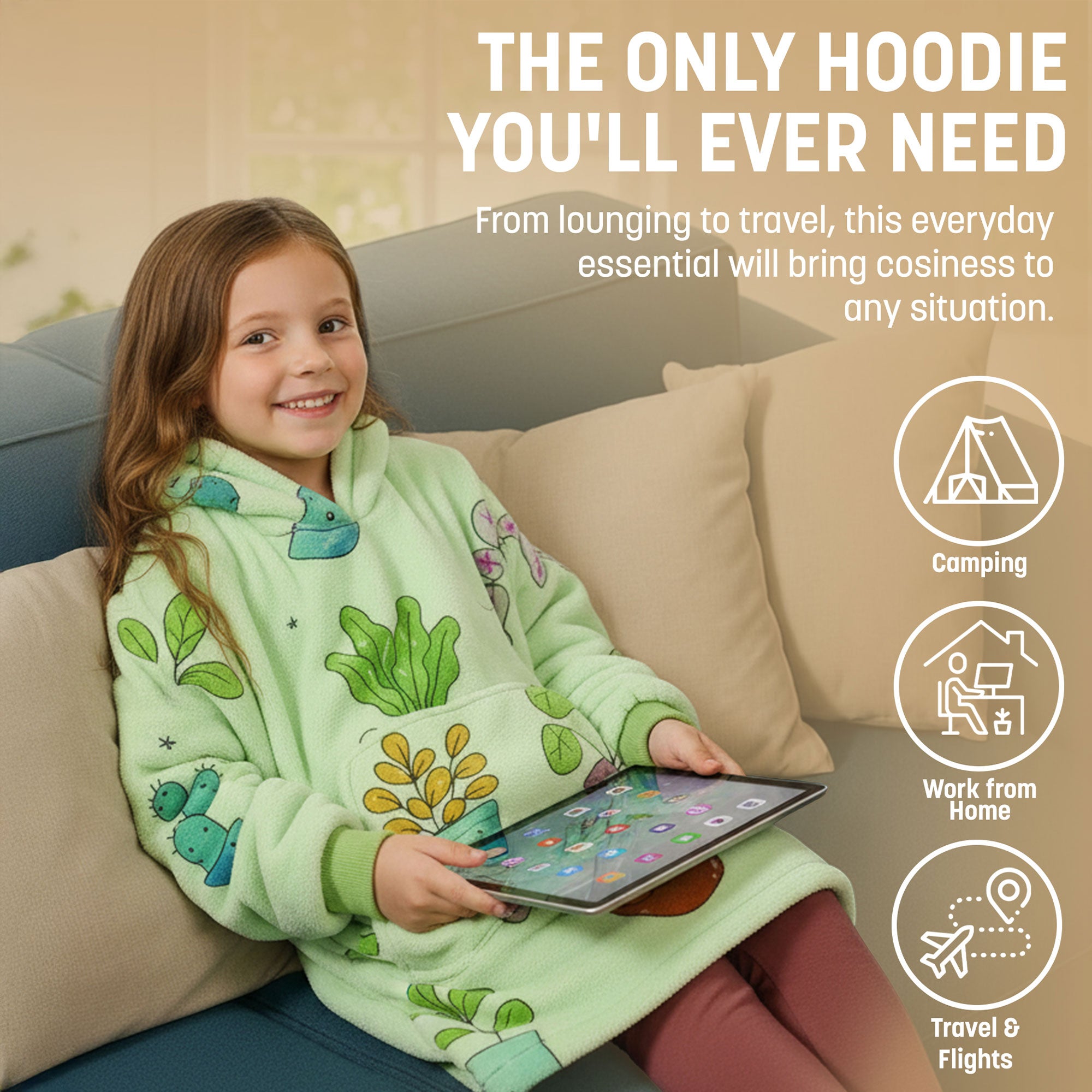 Oversized Blanket Hoodie - Thermal, Soft & Comfortable and Long Length Throw Hoodie
