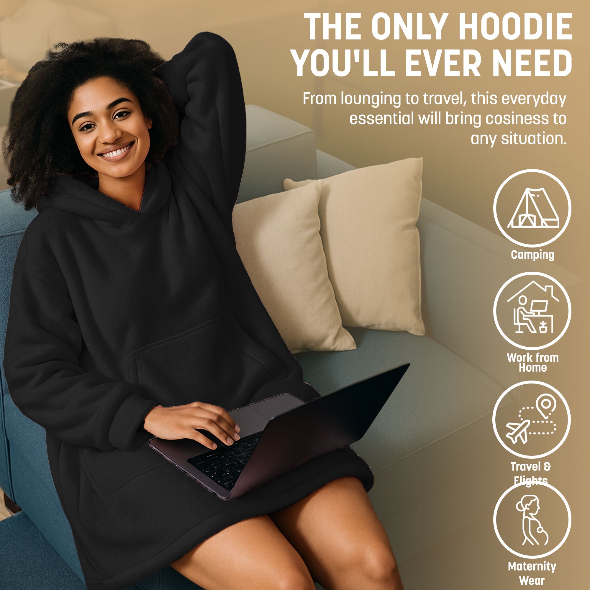 Oversized Blanket Hoodie - Thermal, Soft & Comfortable and Long Length Throw Hoodie