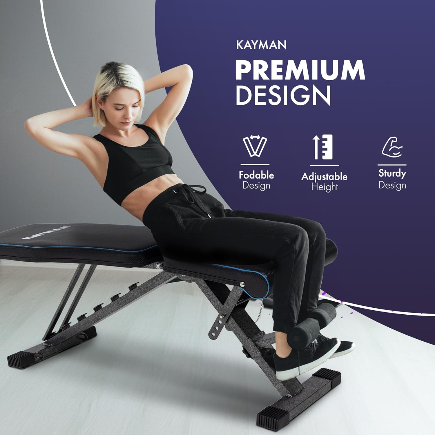 Kayman Adjustable Weight Bench - Compact Home Gym Workout Bench UK