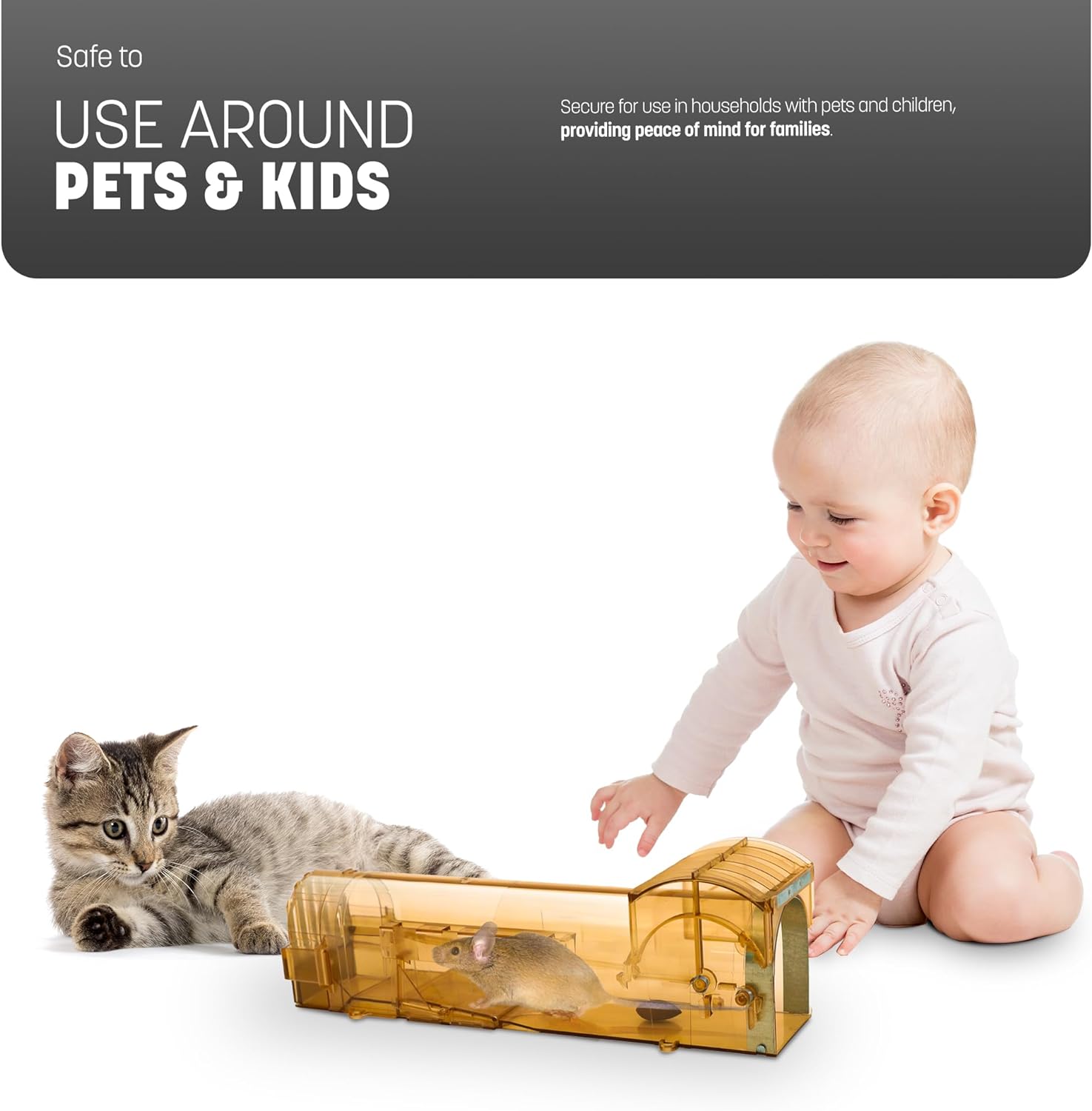 KEPLIN Humane Mouse Trap: Safe, Child & Pet-Friendly, Reusable, Easy to Clean, No-Touch Release