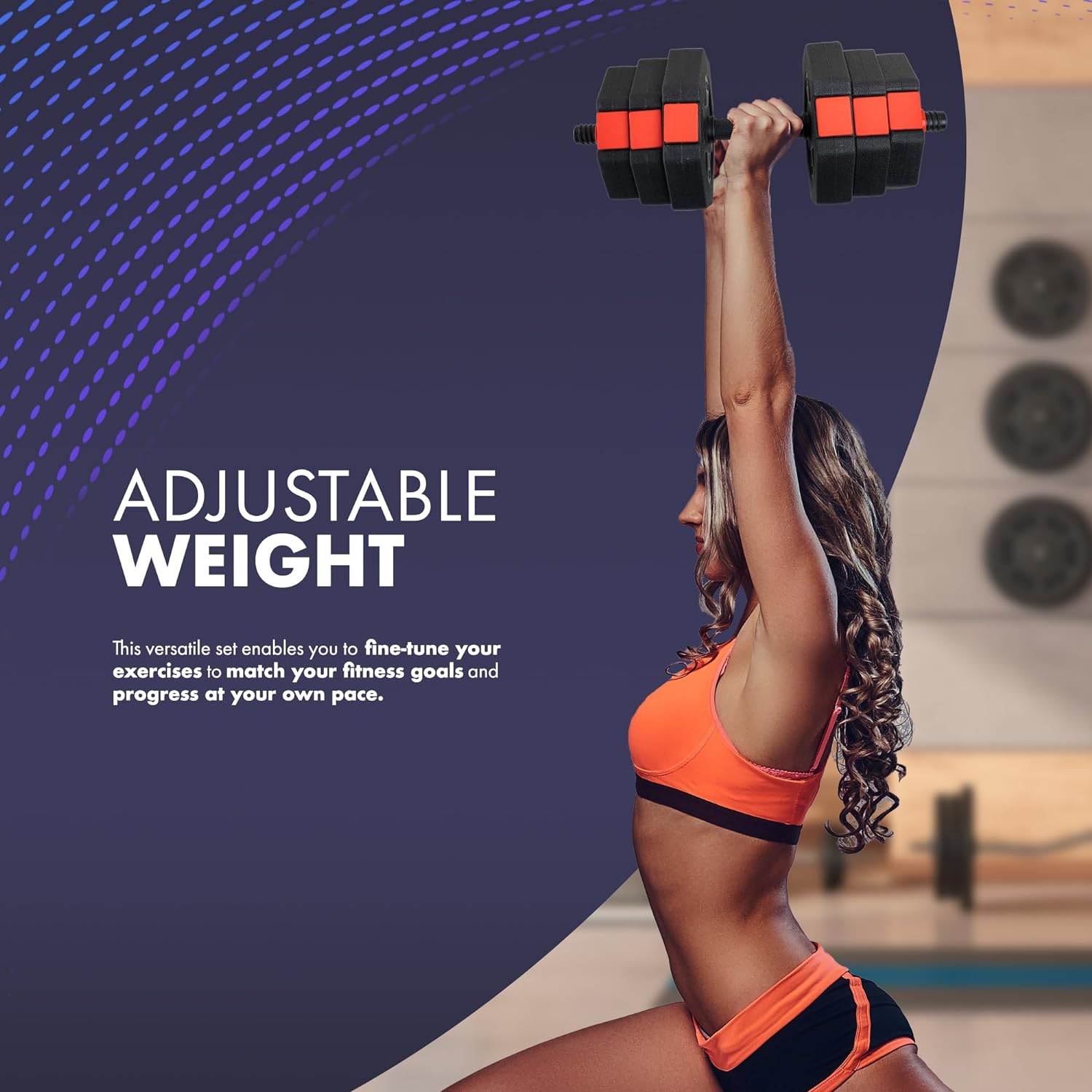Kayman Adjustable Barbell Set - 20kg Total Weight with Non-Rolling Design, Adjustable Weights & Comfortable Grip - Training Equipment for Versatile Workouts at Home & Gym - Unisex (Black & Red)
