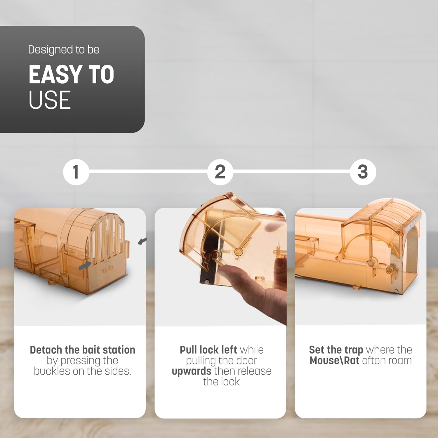 KEPLIN Humane Mouse Trap: Safe, Child & Pet-Friendly, Reusable, Easy to Clean, No-Touch Release