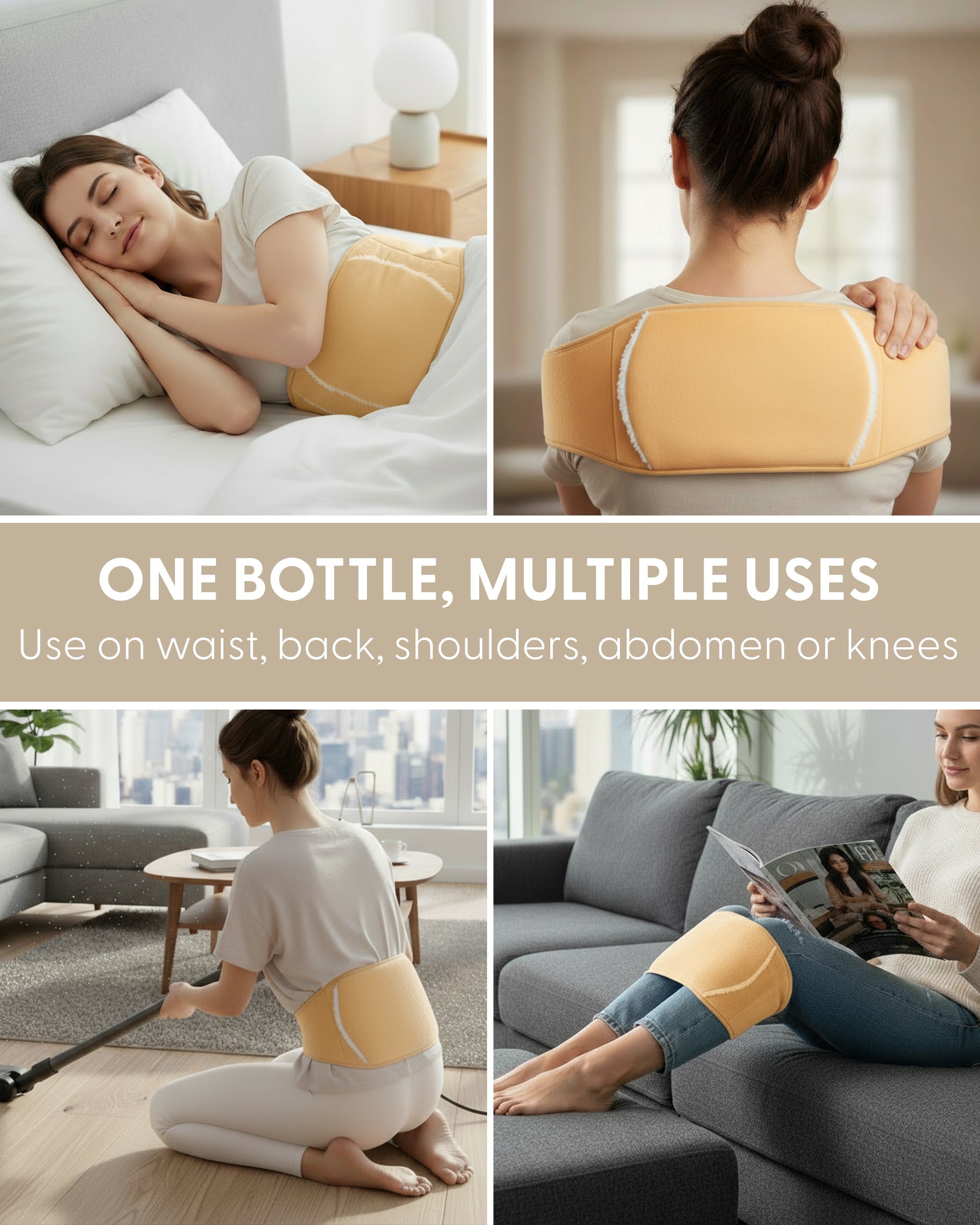 KEPLIN Hot Water Bottle Belt with Plush Waist Cover - 2L Premium Natural Rubber Hot Water Bag for Cramps & Muscle Relaxation - Safe, Durable, Long-Lasting Heat Therapy