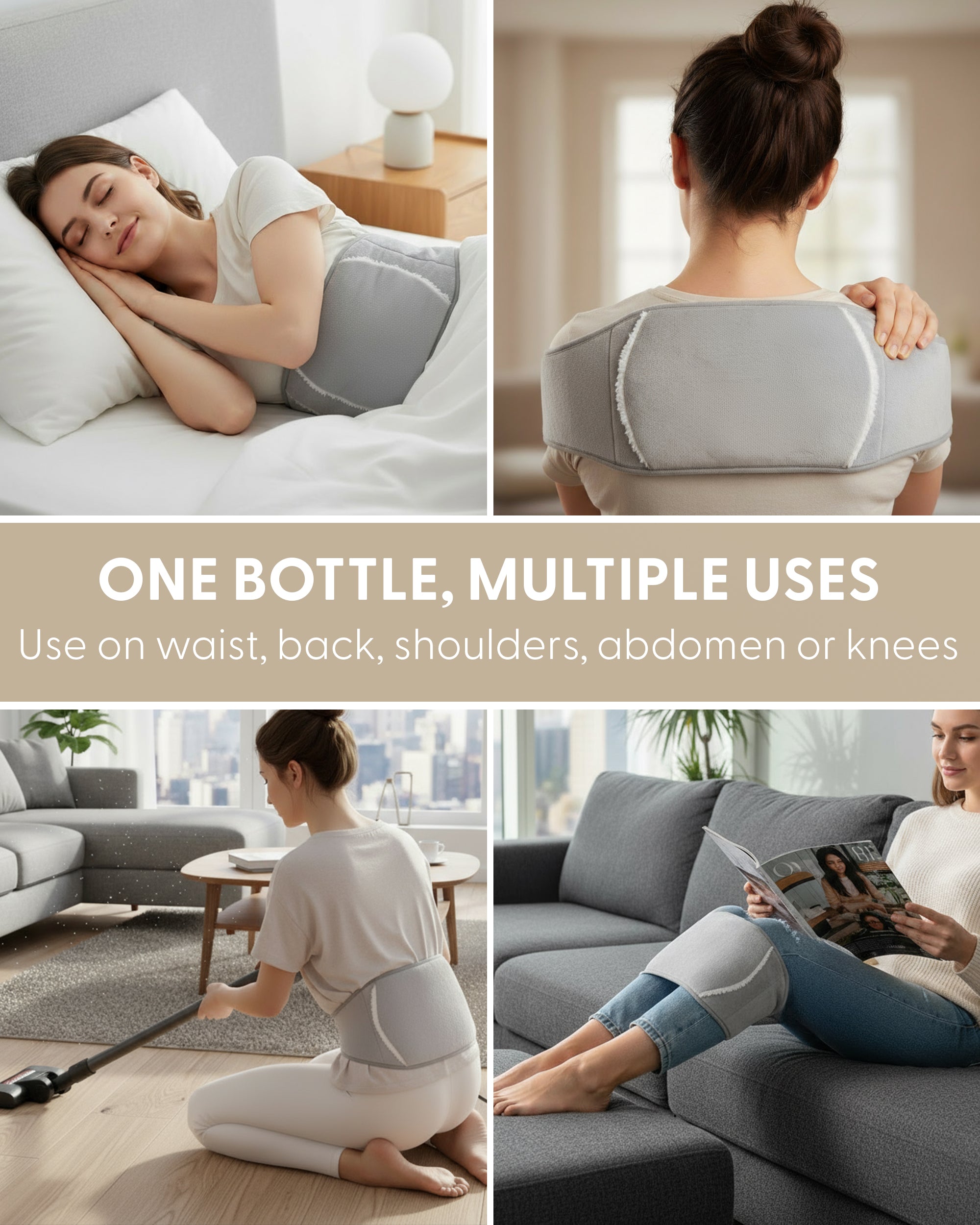 KEPLIN Hot Water Bottle Belt with Plush Waist Cover - 2L Premium Natural Rubber Hot Water Bag for Cramps & Muscle Relaxation - Safe, Durable, Long-Lasting Heat Therapy