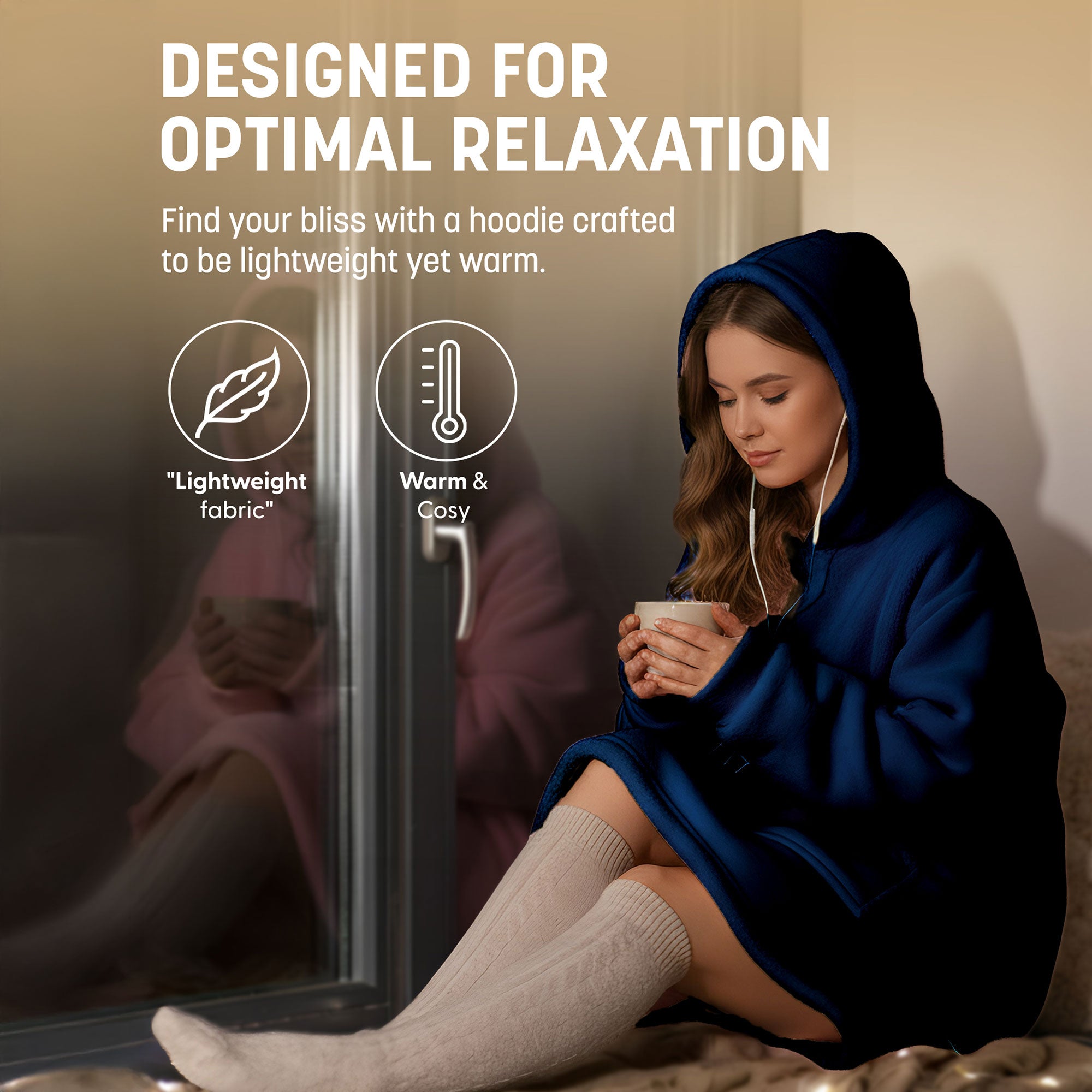 Oversized Blanket Hoodie - Thermal, Soft & Comfortable and Long Length Throw Hoodie