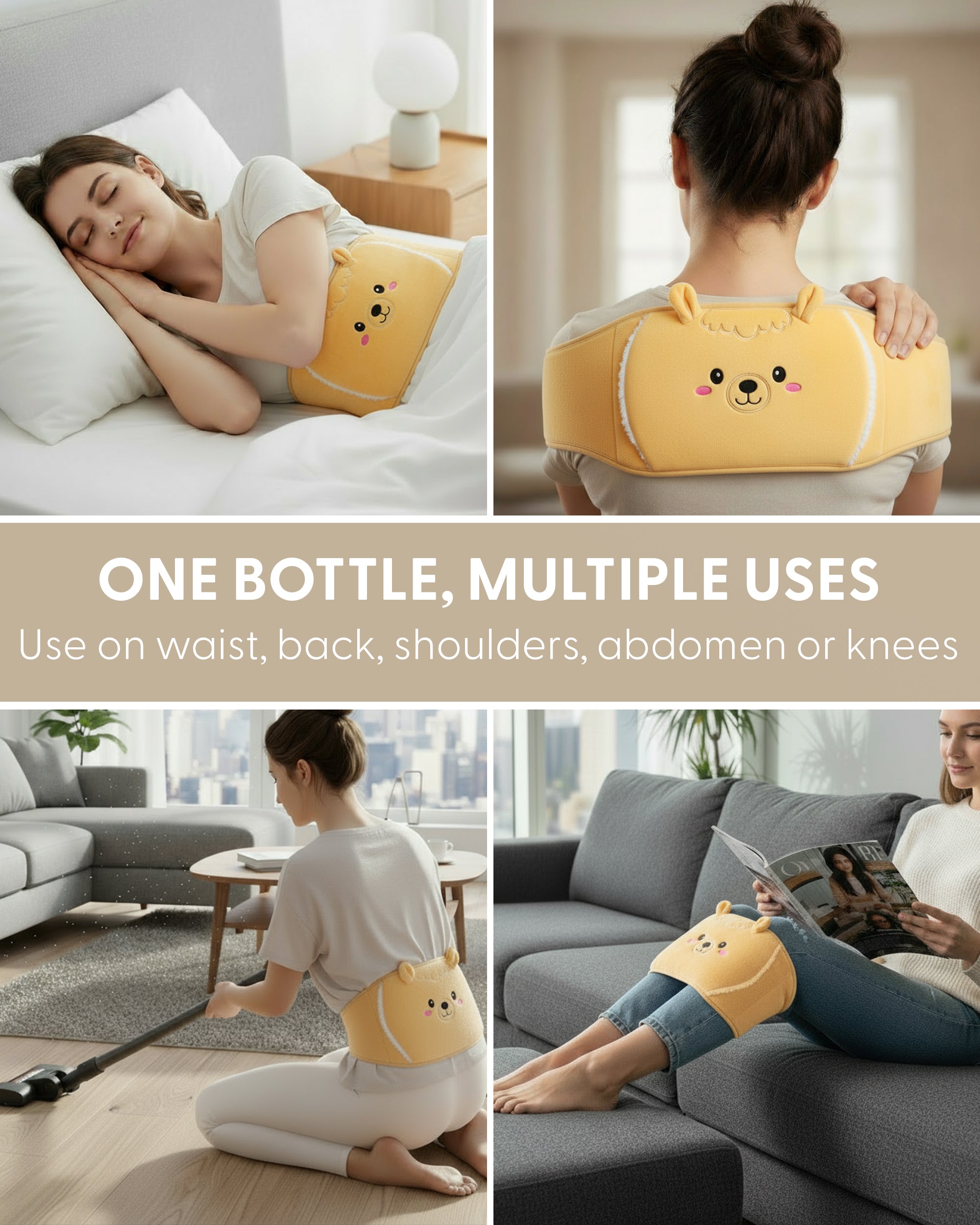 KEPLIN Hot Water Bottle Belt with Plush Waist Cover - 2L Premium Natural Rubber Hot Water Bag for Cramps & Muscle Relaxation - Safe, Durable, Long-Lasting Heat Therapy