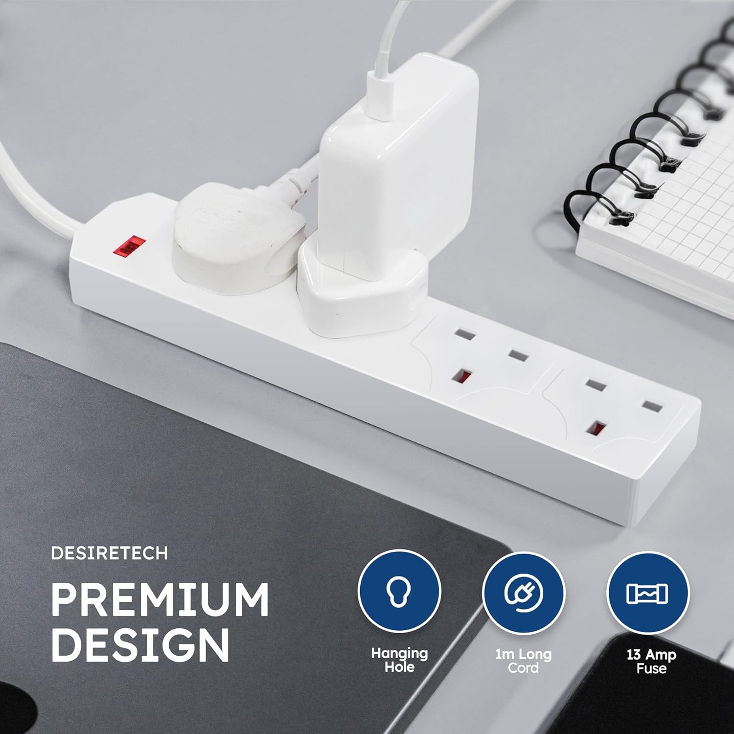 DESIRETECH 4-Gang Extension Lead