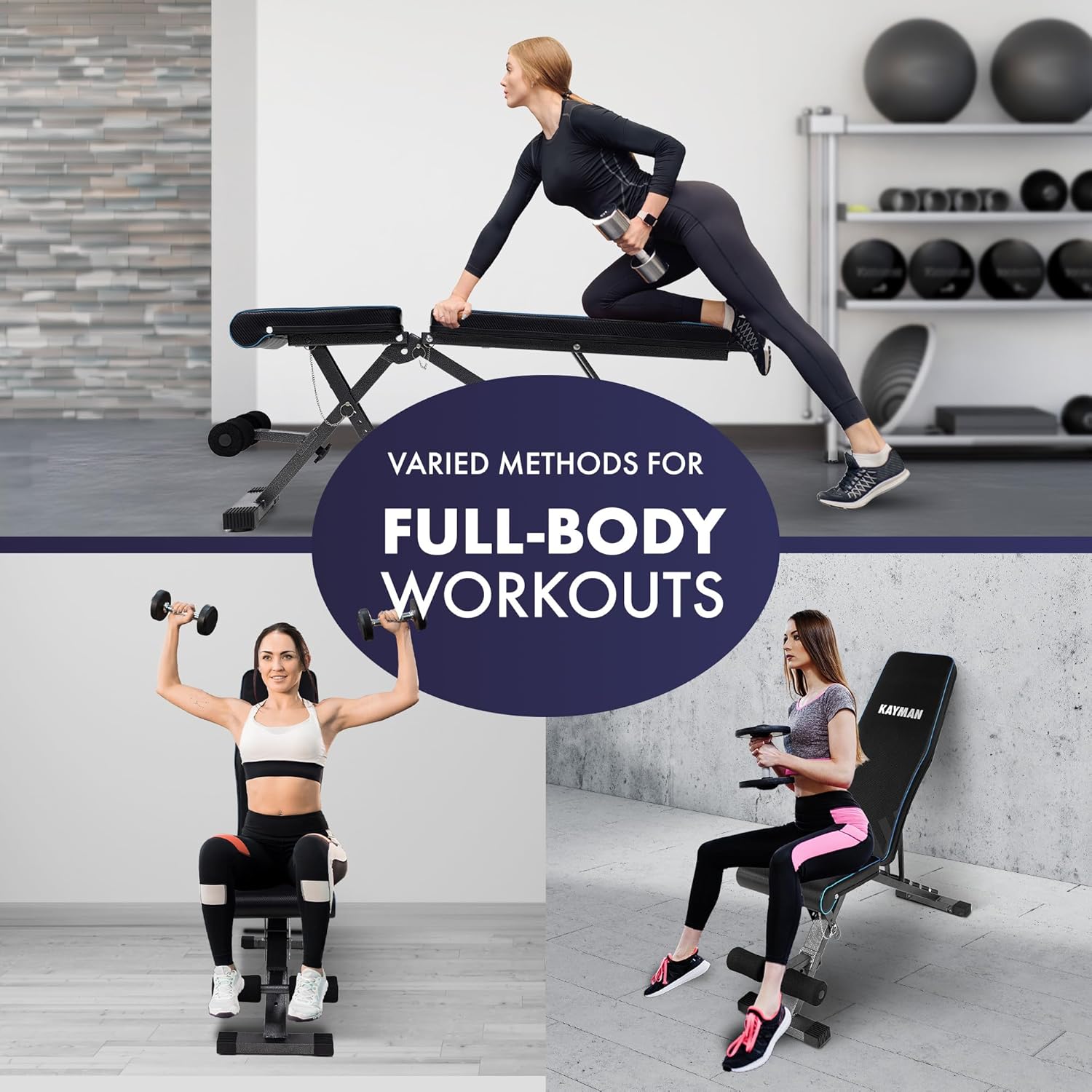Kayman Adjustable Weight Bench - Compact Home Gym Workout Bench UK