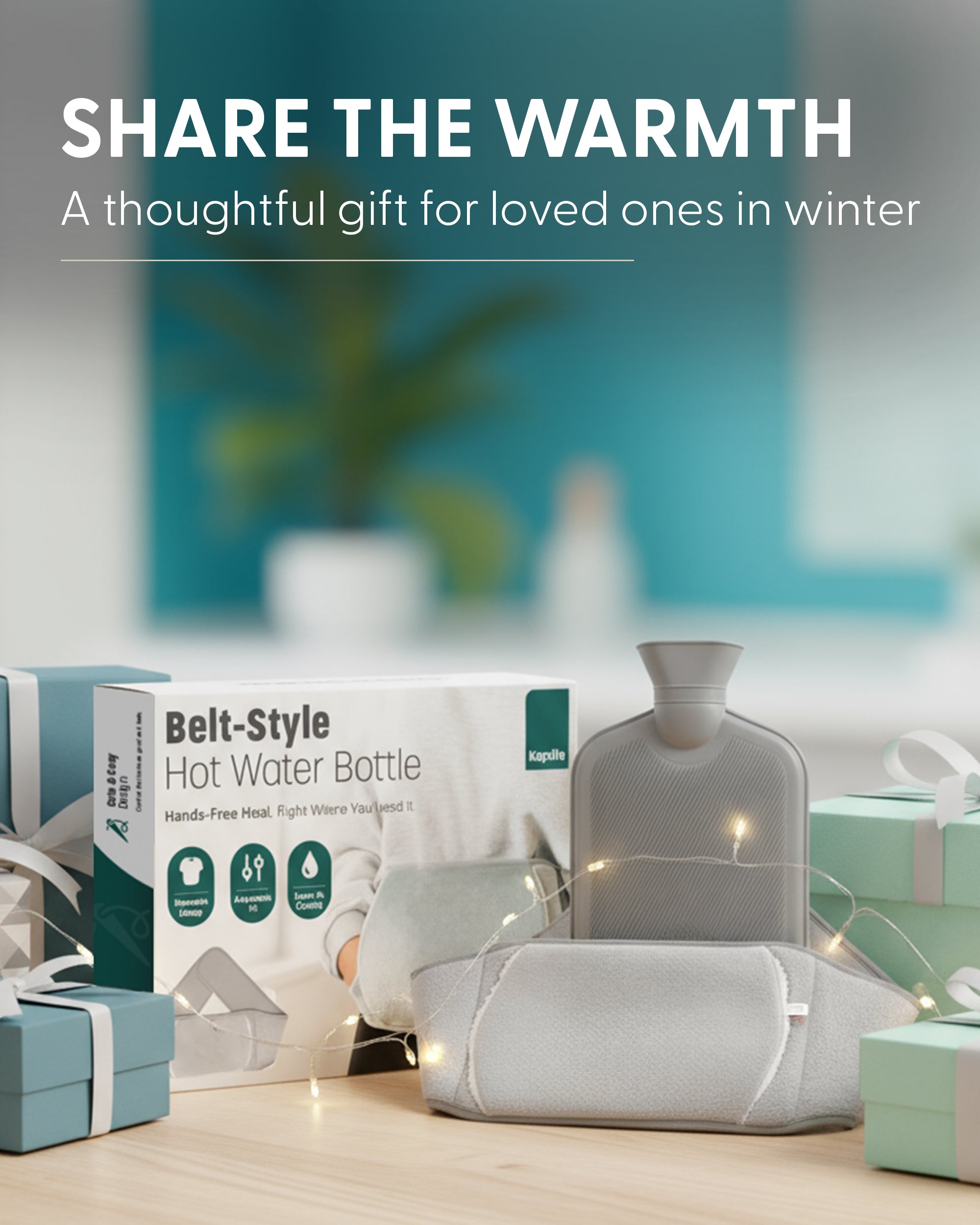 KEPLIN Hot Water Bottle Belt with Plush Waist Cover - 2L Premium Natural Rubber Hot Water Bag for Cramps & Muscle Relaxation - Safe, Durable, Long-Lasting Heat Therapy