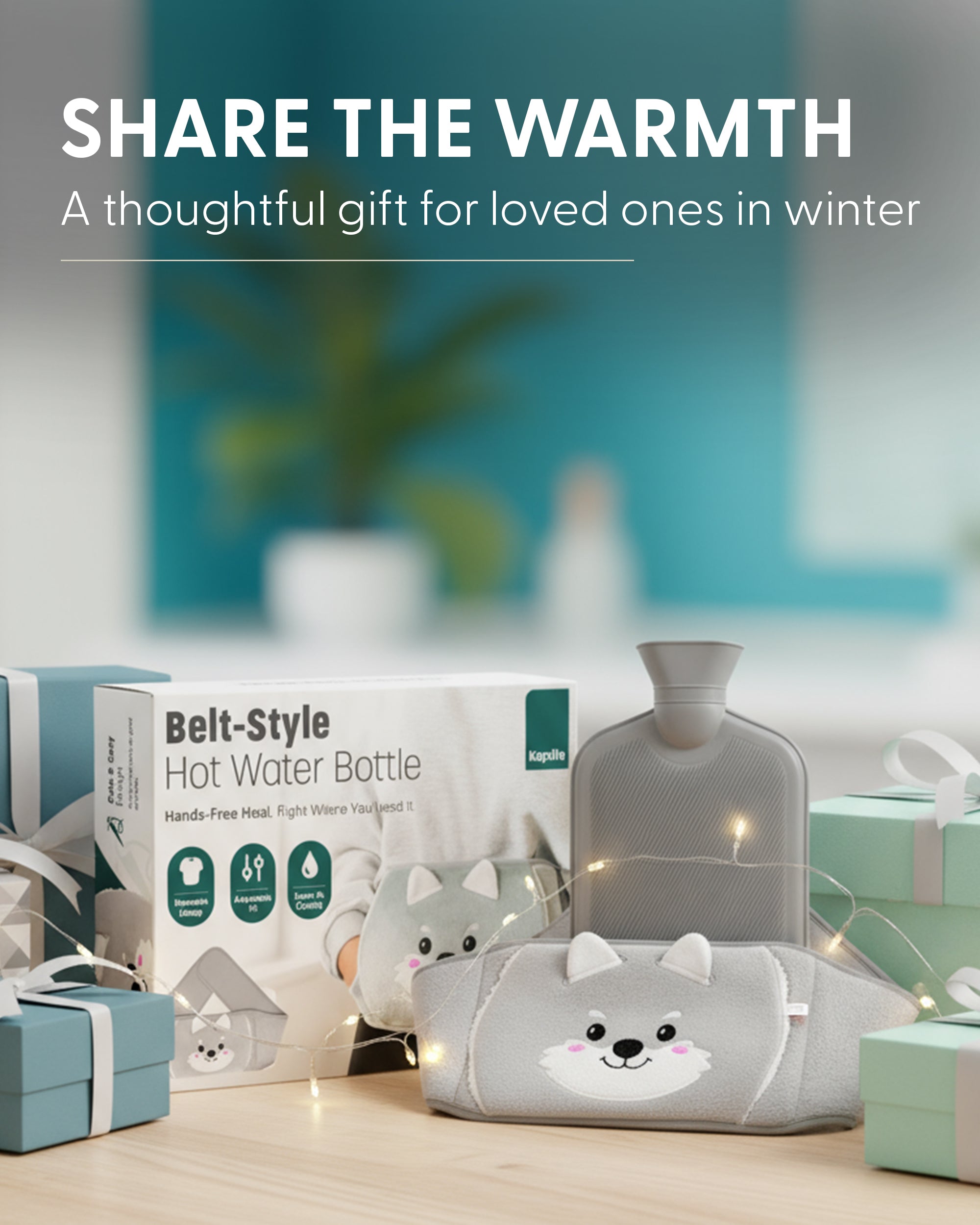 KEPLIN Hot Water Bottle Belt with Plush Waist Cover - 2L Premium Natural Rubber Hot Water Bag for Cramps & Muscle Relaxation - Safe, Durable, Long-Lasting Heat Therapy