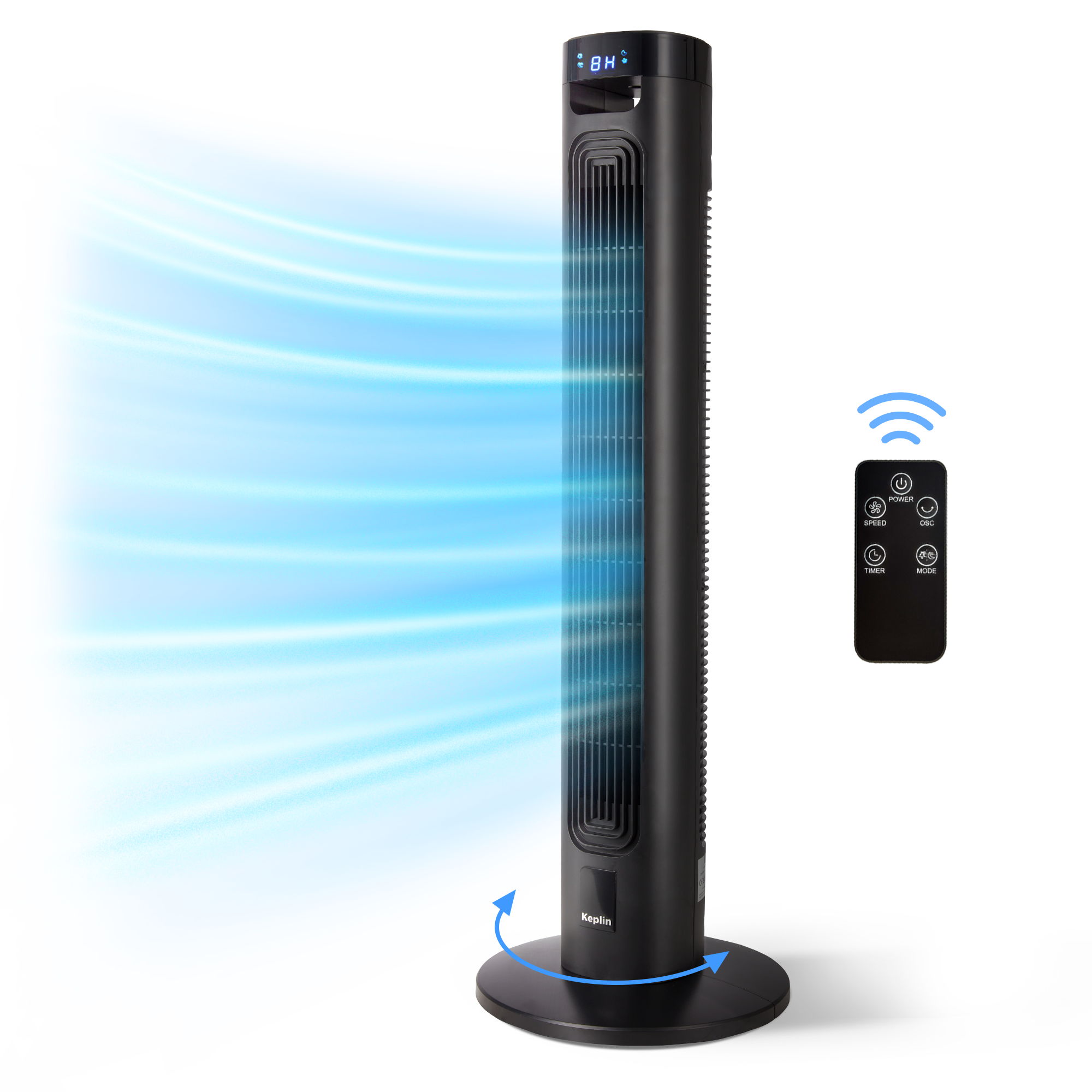 36-inch Tall Tower Fan - Remote Control, 3 Speed Setting & LED