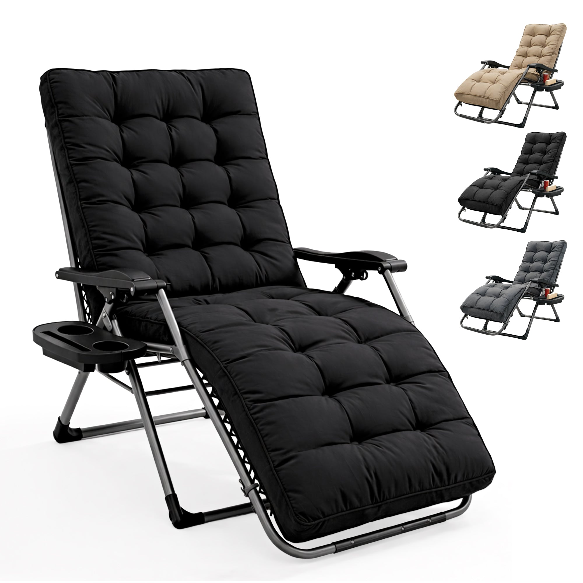 KEPLIN Square Tube Gravity Chair with Cushion – Extra-Wide 72cm Recliner, Adjustable Zero Gravity Lounger, Reinforced Frame, Supports 150kg, Premium Comfort for Indoor & Outdoor Relaxation