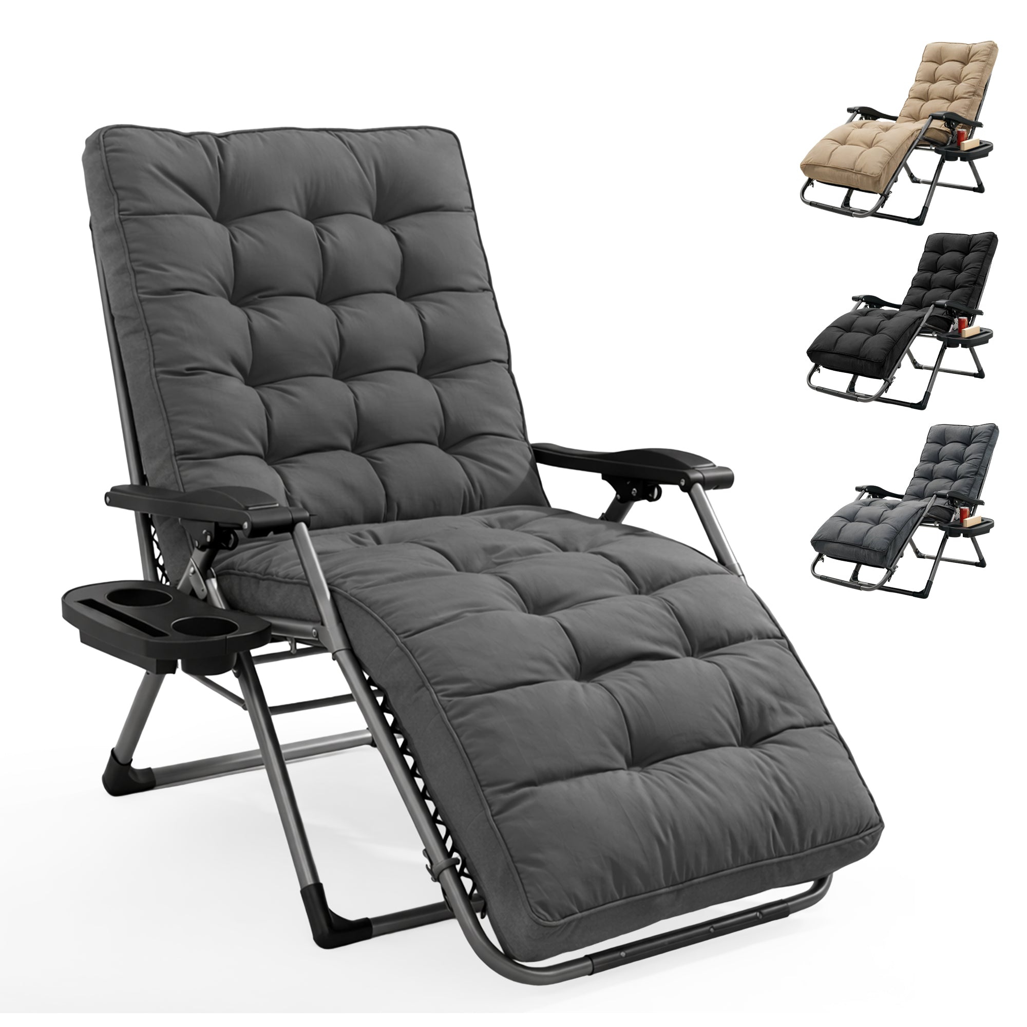 KEPLIN Square Tube Gravity Chair with Cushion – Extra-Wide 72cm Recliner, Adjustable Zero Gravity Lounger, Reinforced Frame, Supports 150kg, Premium Comfort for Indoor & Outdoor Relaxation
