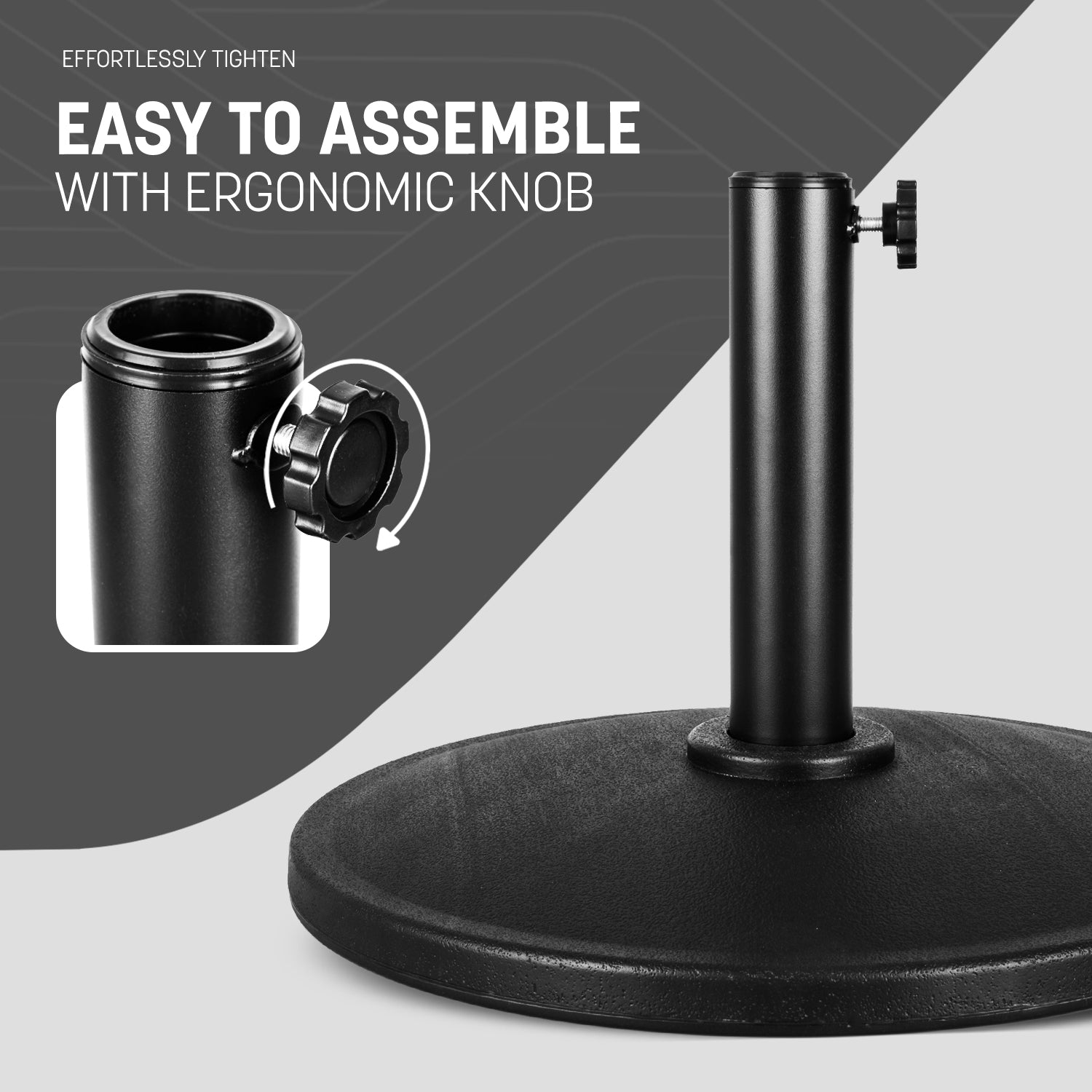 KEPLIN Cast Iron Effect Parasol Base – Heavy Duty Metal Garden Patio Furniture Stand for Umbrella, Canopy, Gazebo, Awning