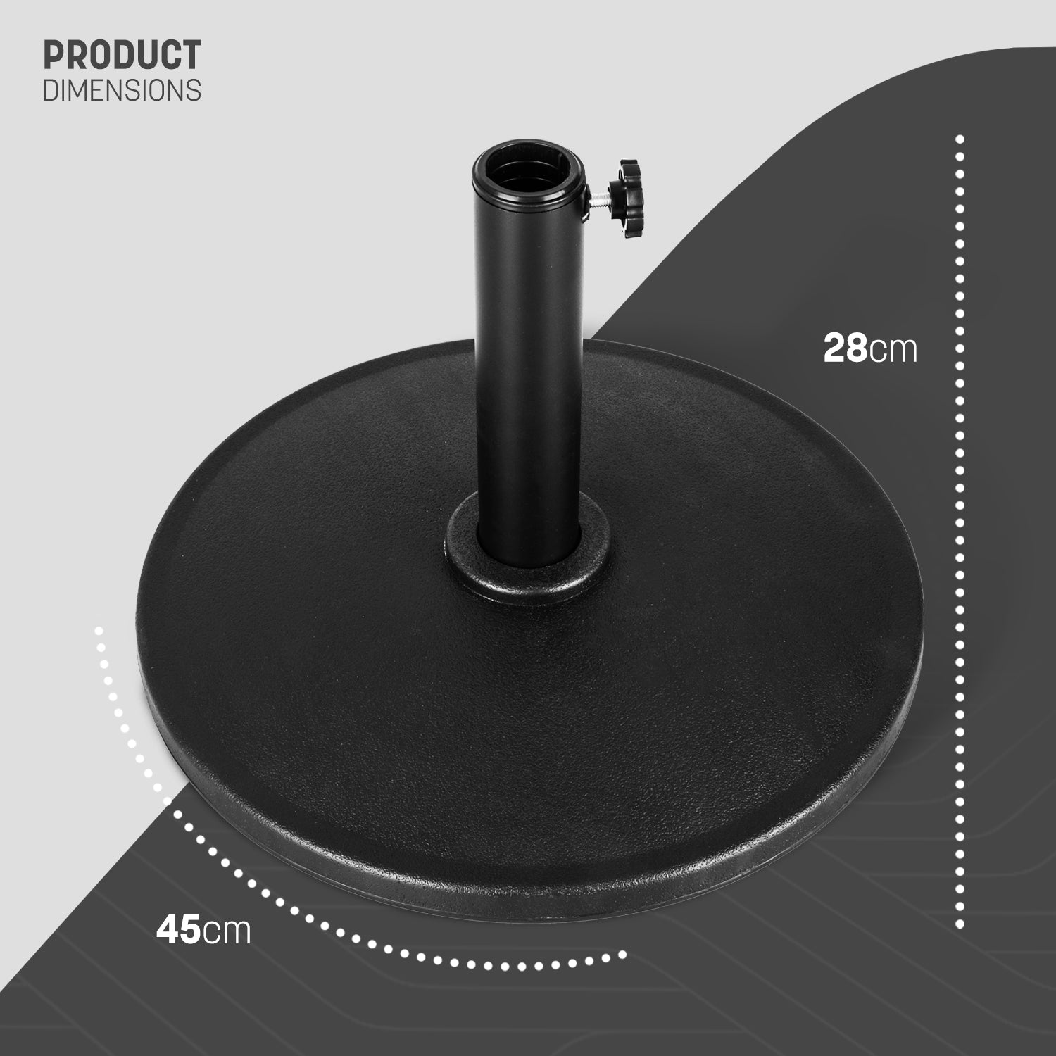 KEPLIN Cast Iron Effect Parasol Base – Heavy Duty Metal Garden Patio Furniture Stand for Umbrella, Canopy, Gazebo, Awning