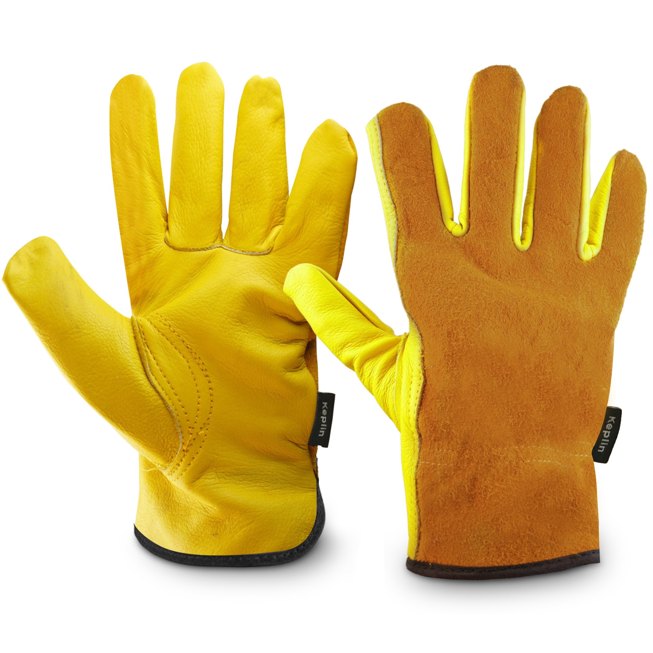 KEPLIN Gardening Gloves for Men & Women – Premium Cowhide Leather and Fabric, Thorn & Puncture Resistant, Breathable & Durable Work Gloves for Gardening, Farming & DIY – Yellow & Green (Copy)