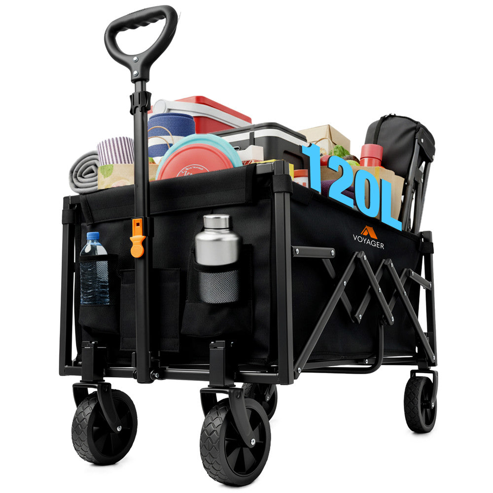 Voyager Lightweight Camping Wagon – 100 Kg Capacity – Ultra Lightweight Foldable Outdoor Cart – Compact Design, Durable Fabric, Easy Portability – Camping & Outdoor Trolley-120L