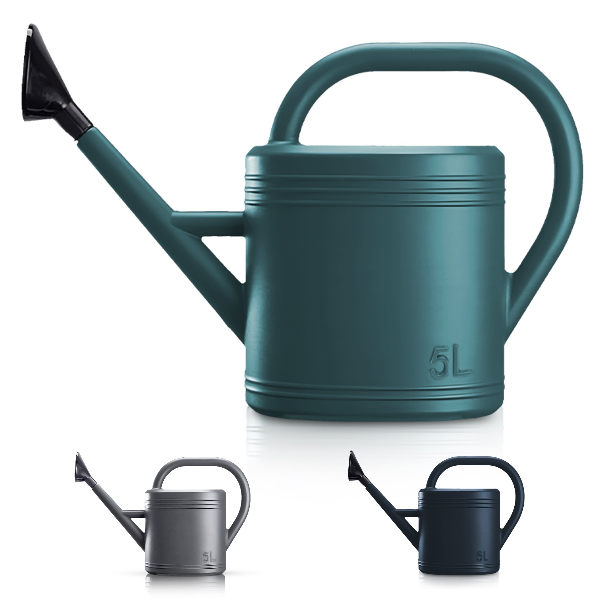 Keplin - 5L Plastic Watering Can with Stainless Steel Sprinkler Rose - Durable Garden Watering Jug for Plants & Flowers - Easy Pour Outdoor & Indoor Watering Can