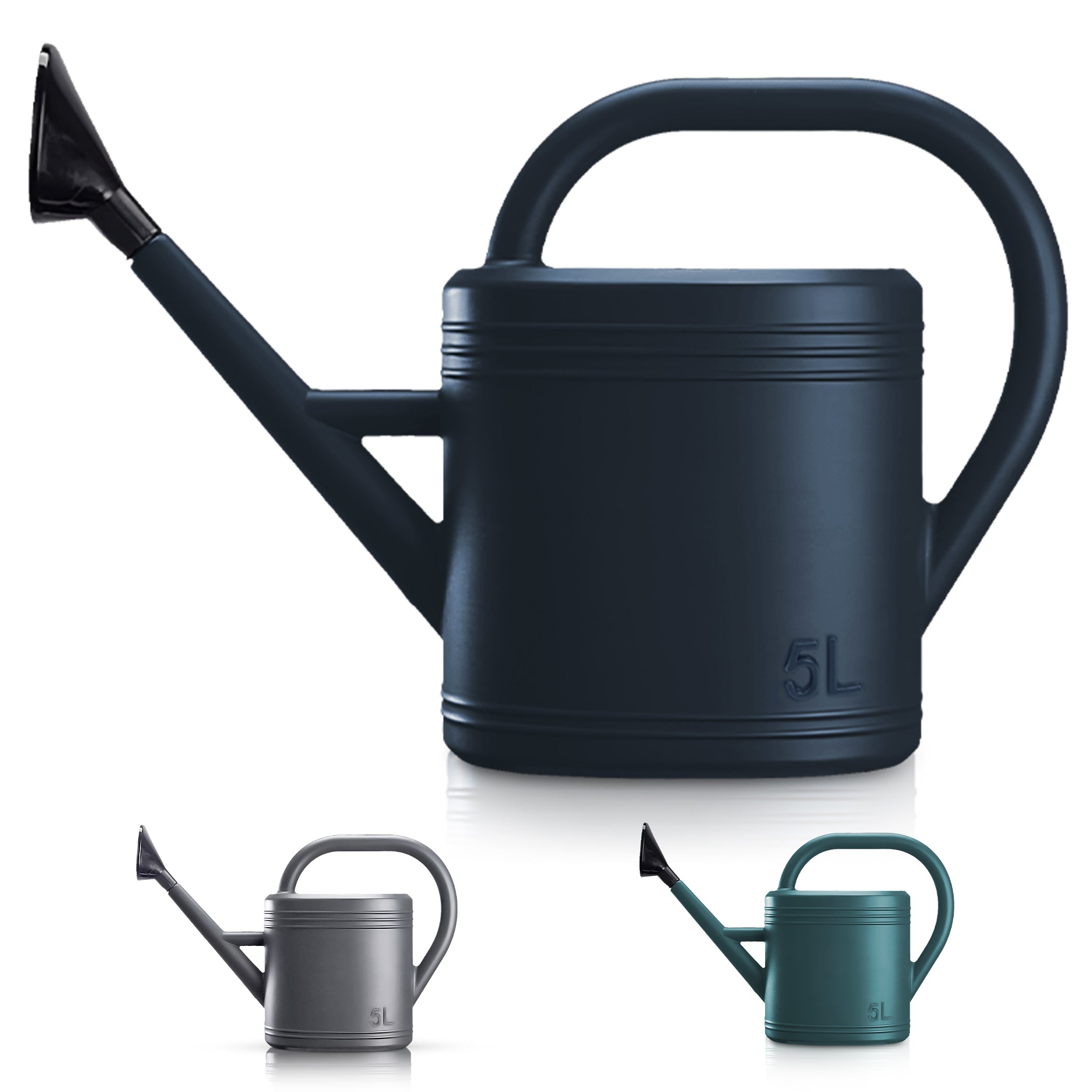 Keplin - 5L Plastic Watering Can with Stainless Steel Sprinkler Rose - Durable Garden Watering Jug for Plants & Flowers - Easy Pour Outdoor & Indoor Watering Can
