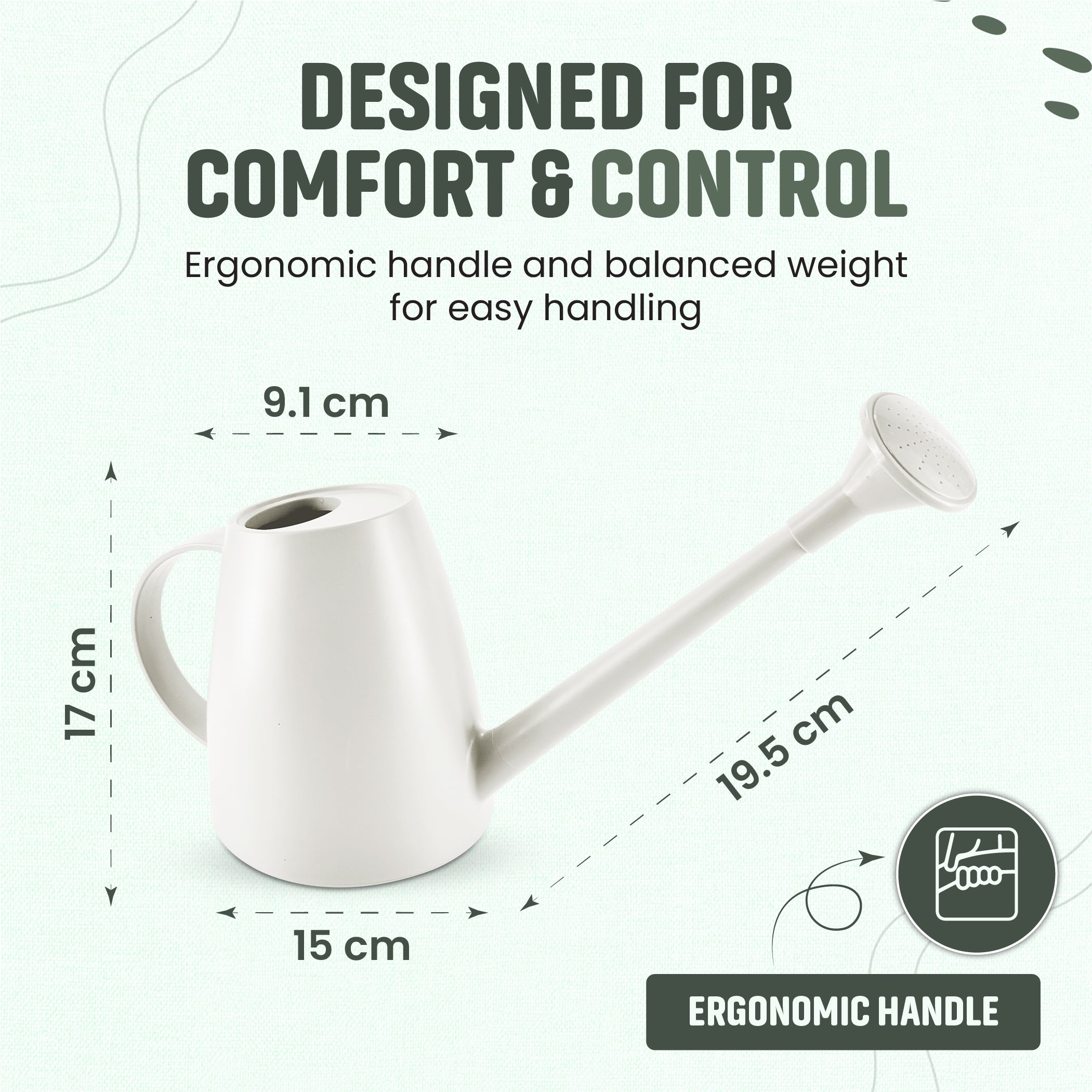 Keplin - 1.8L Plastic Watering Can with Plastic Sprinkler Rose - Durable Garden Watering Jug for Plants & Flowers - Easy Pour Outdoor & Indoor Watering Can