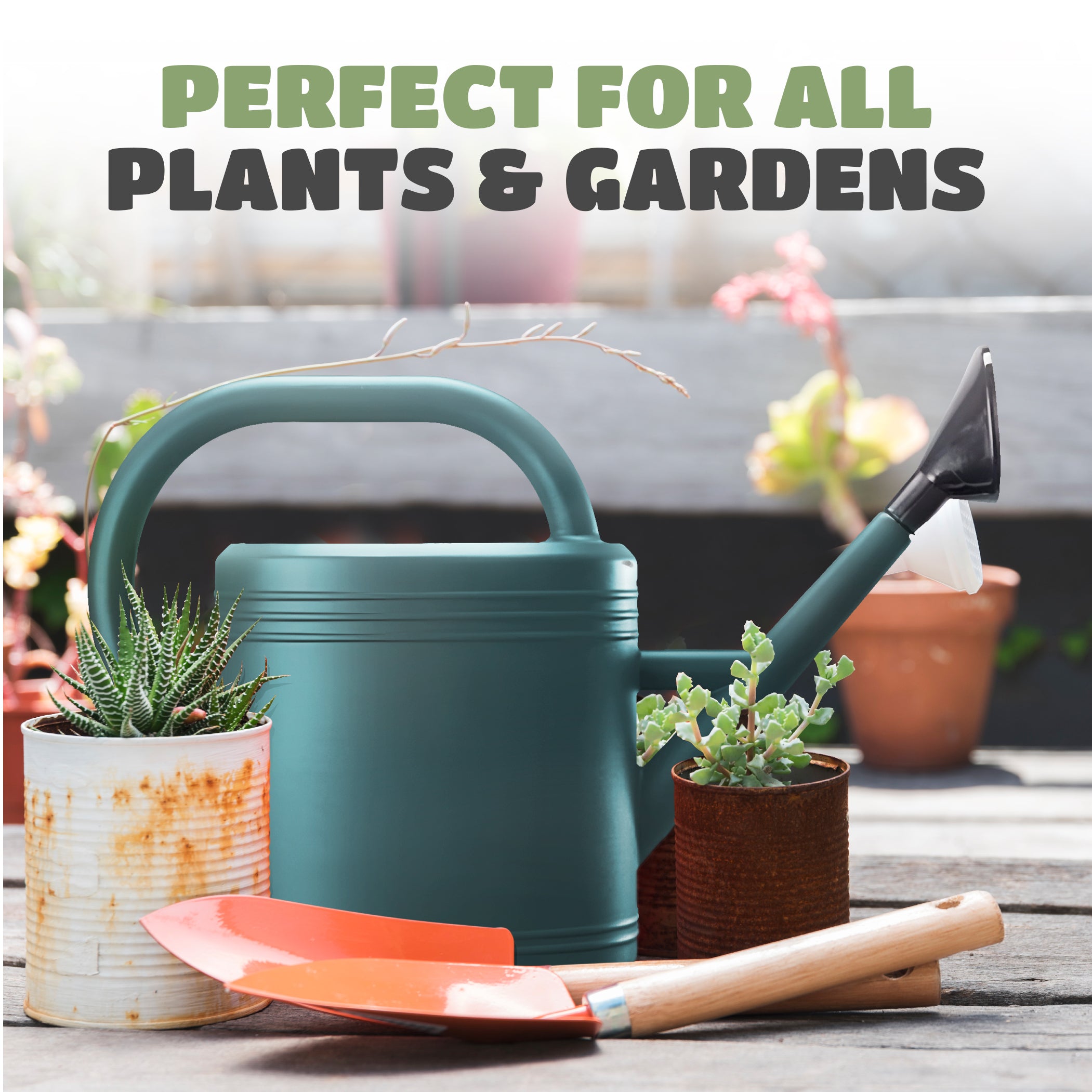 Keplin - 5L Plastic Watering Can with Stainless Steel Sprinkler Rose - Durable Garden Watering Jug for Plants & Flowers - Easy Pour Outdoor & Indoor Watering Can