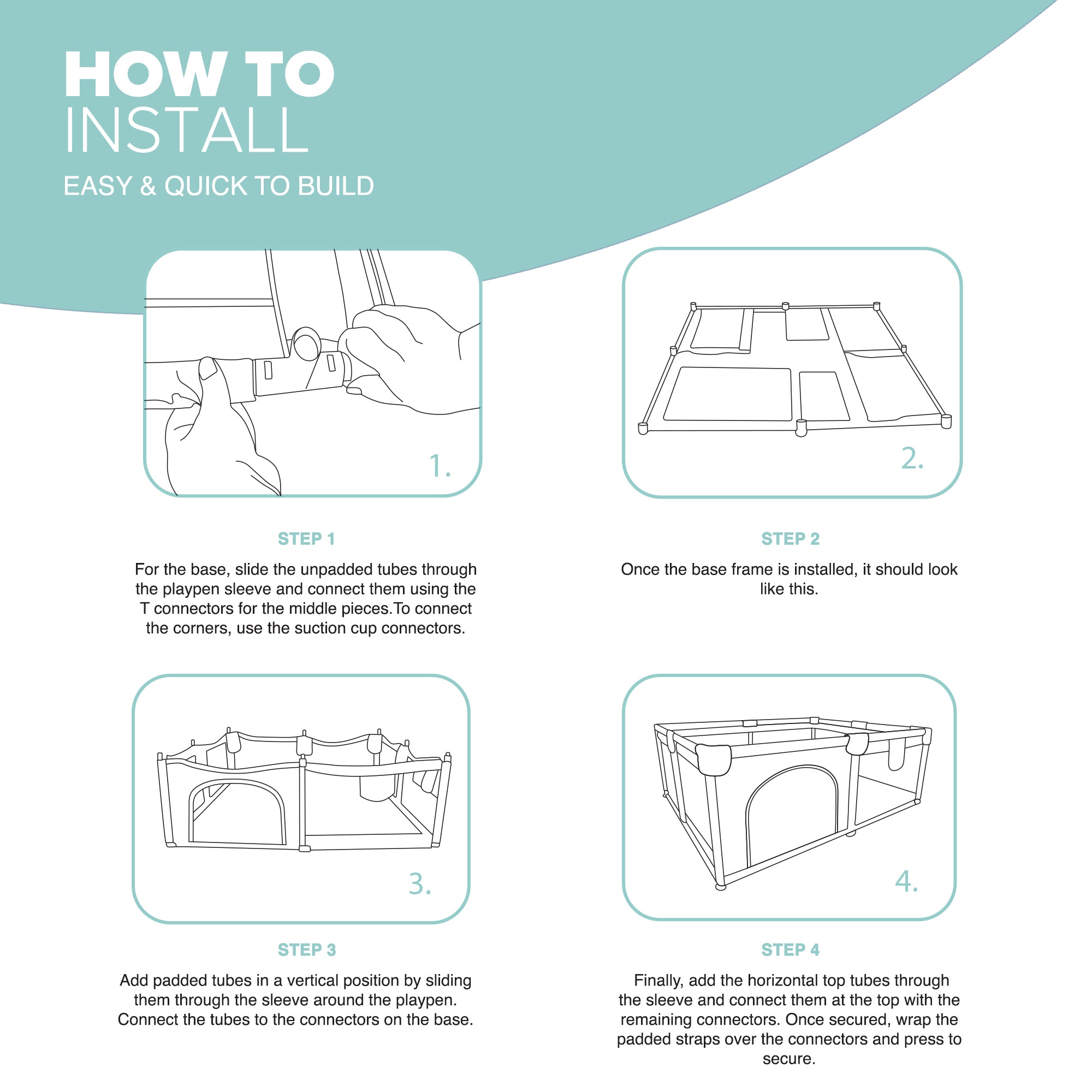 KIDOOLA Large Baby Playpen with Padded Frame & Mesh Walls – Includes Balls & Pull Rings for Indoor & Outdoor Fun (127 x 127 x 65 cm)